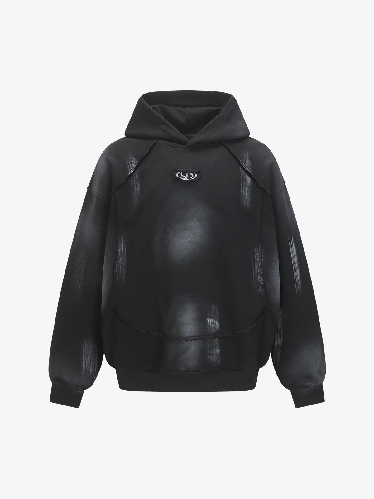 Hip-Hop Wasteland Ink-Dyed Raw Edge Hoodie