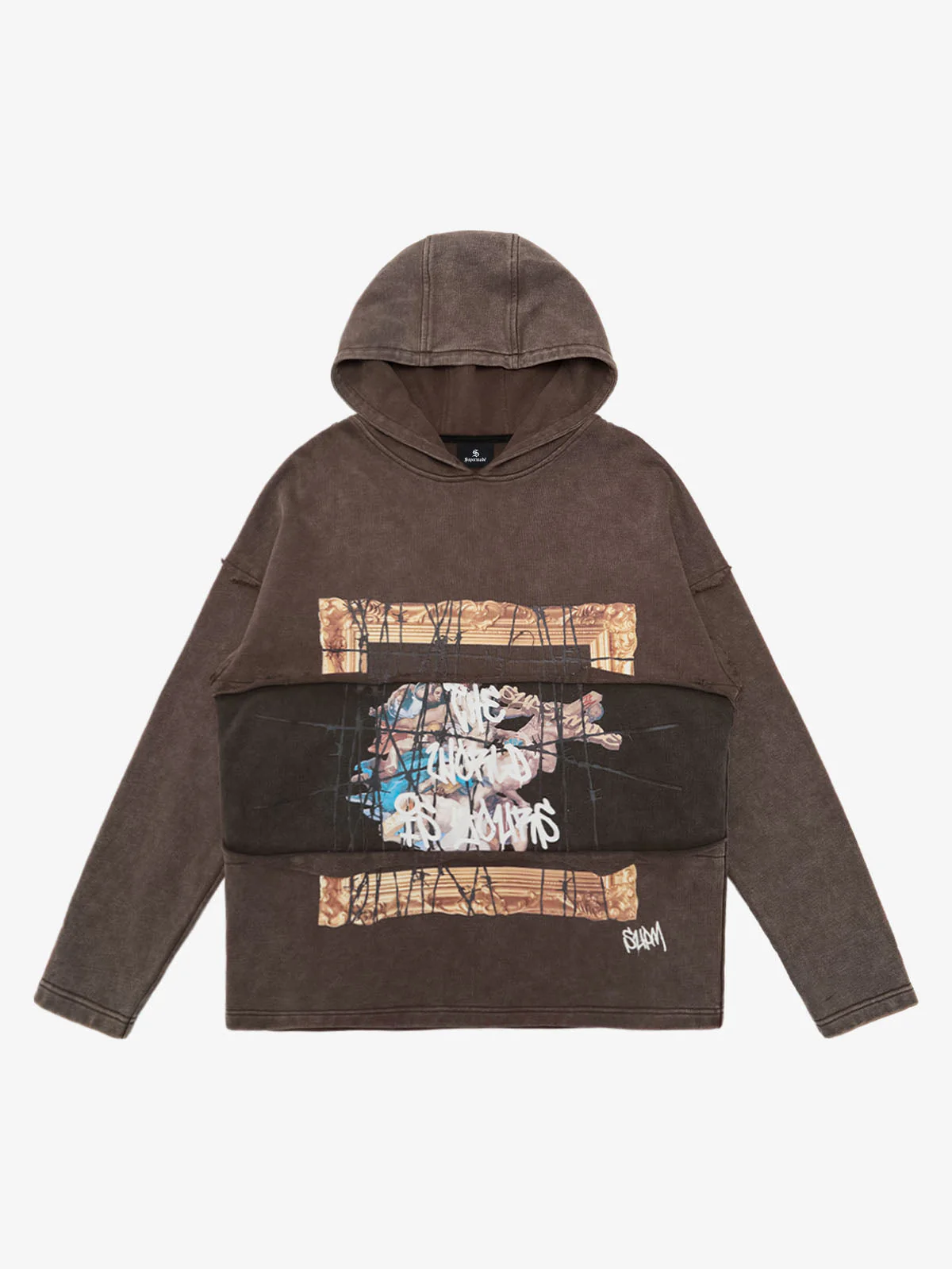 Distressed Thorn Destruction Painting Hooded Sweatshirt