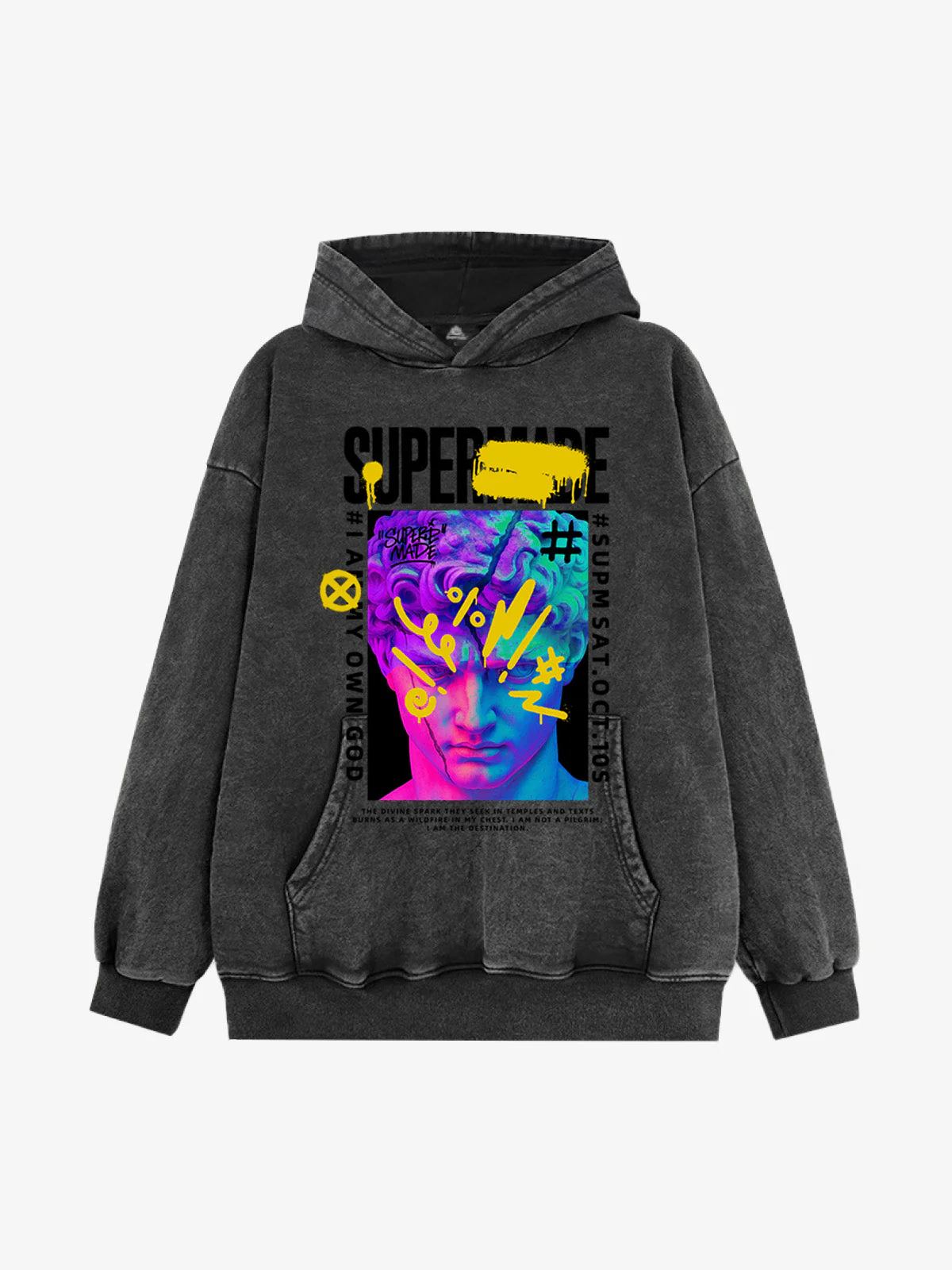 Streetwear Cyberpunk Graffiti David Statue Colorful Hoodie