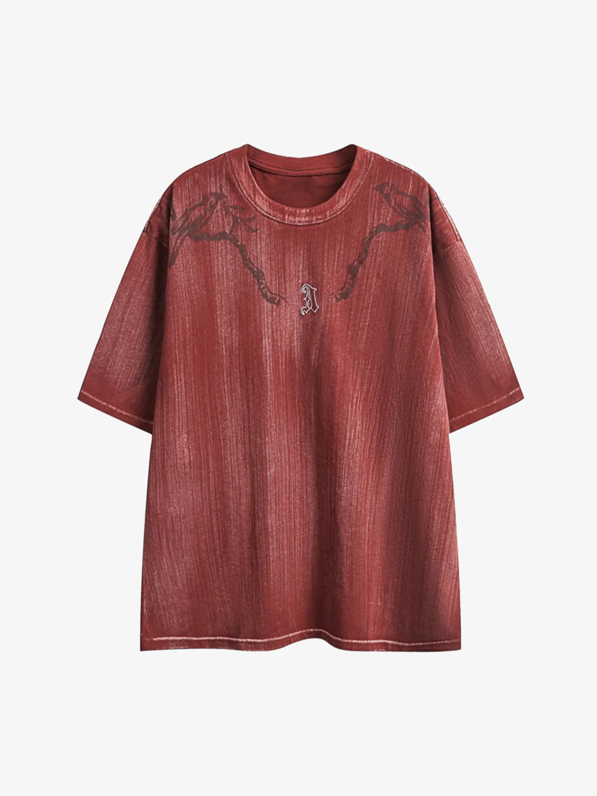 Distressed Embroidered Letter T-Shirt