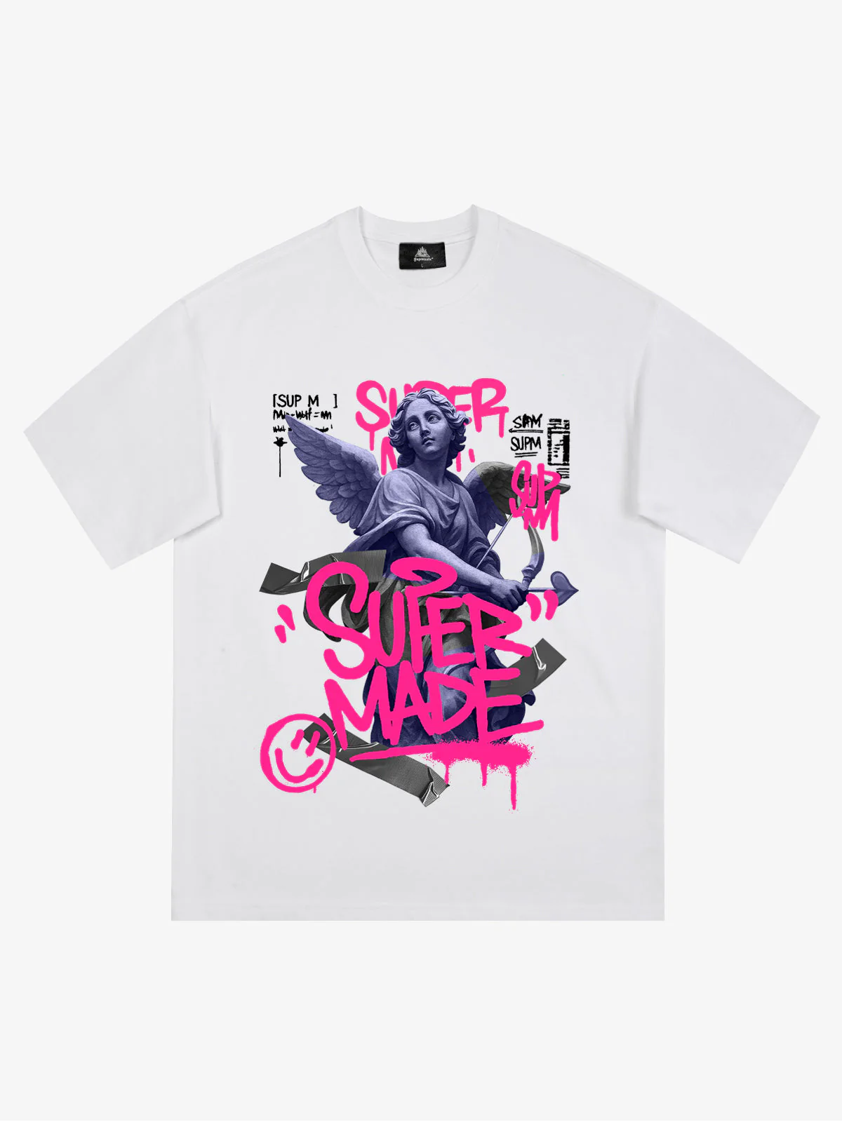 Street Pink Lucky Angel Graphic Design T-Shirt