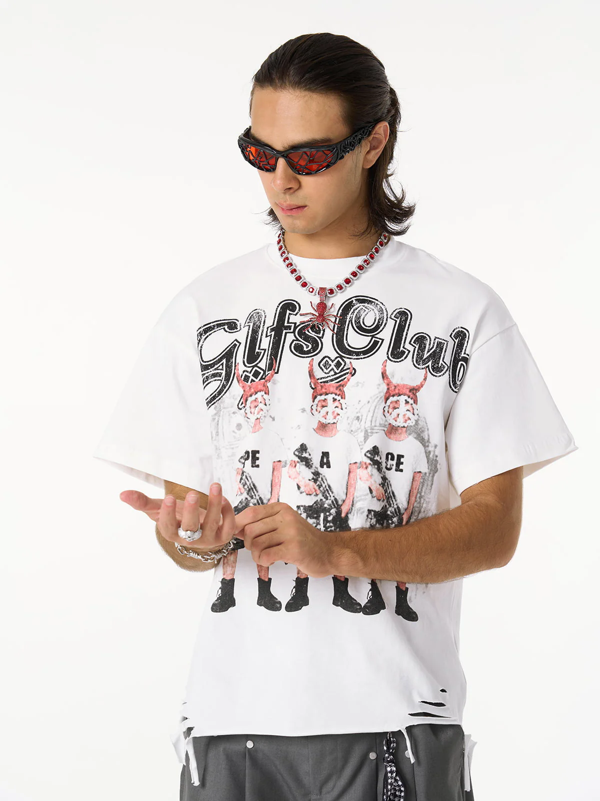 Graffiti Letters Devil Design Graphic T-Shirt