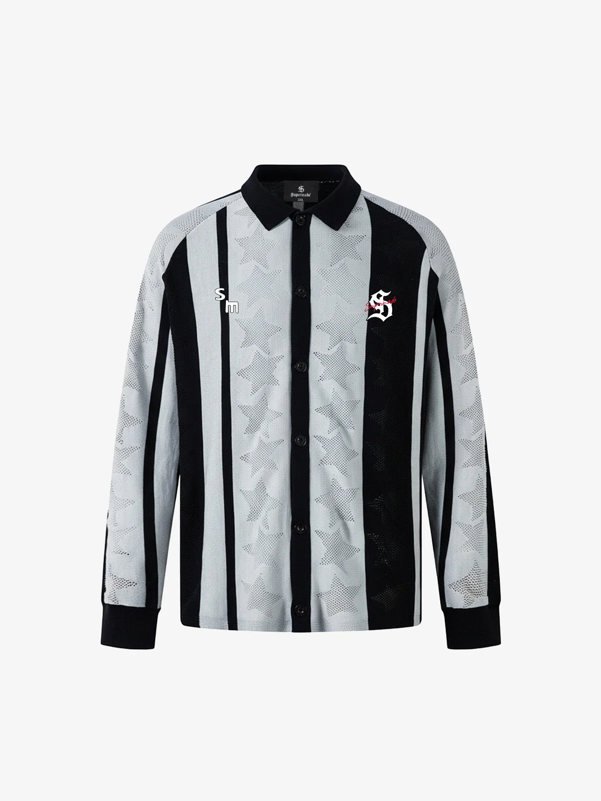 Striped Color-Block Knit Button-Up Cardigan