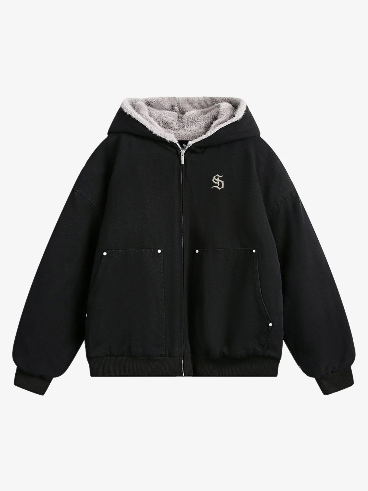 Fur Hooded Zip Up Quilted Jacket - 2510