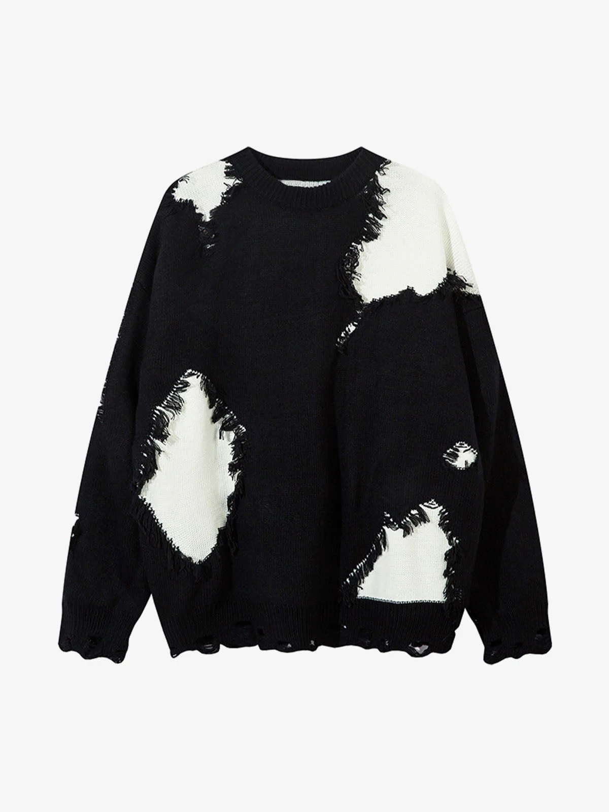 Niche Raw Edge Fringed Knit Sweater