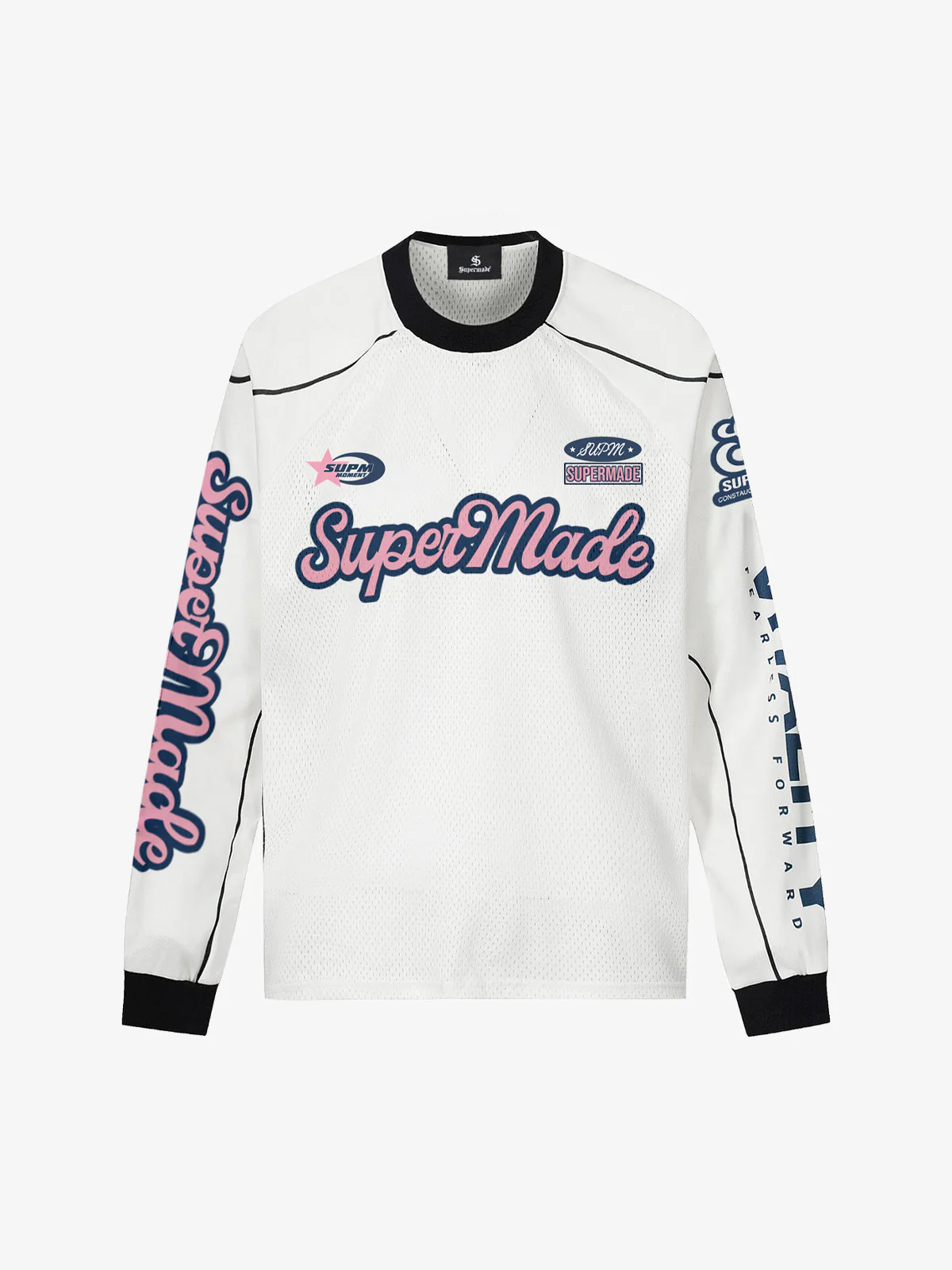 Supermade Jersey Graffiti Letter Long Sleeve T-Shirt