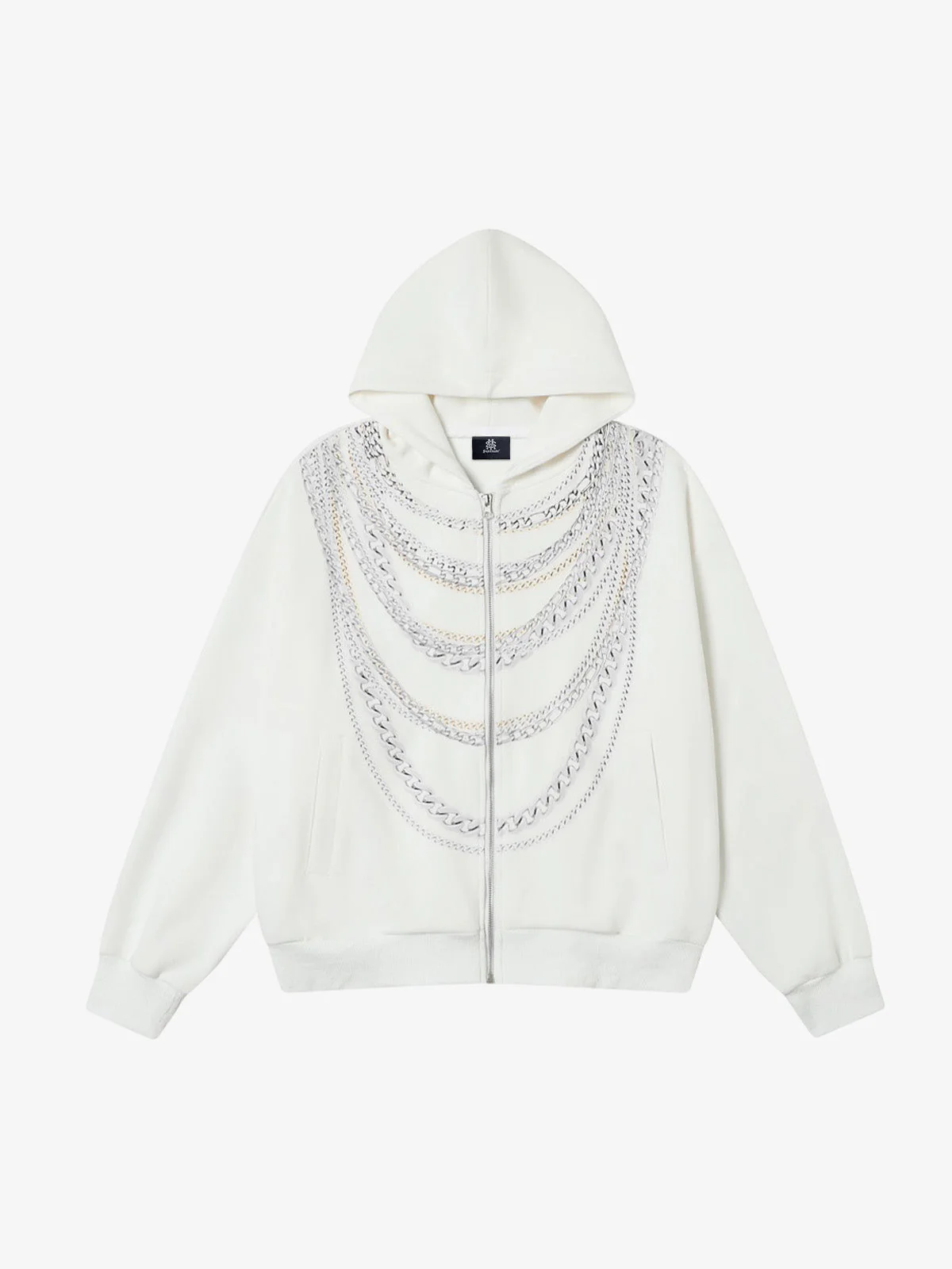 Retro Digital Chain Print Cardigan Zipper Hooded Sweatshirt