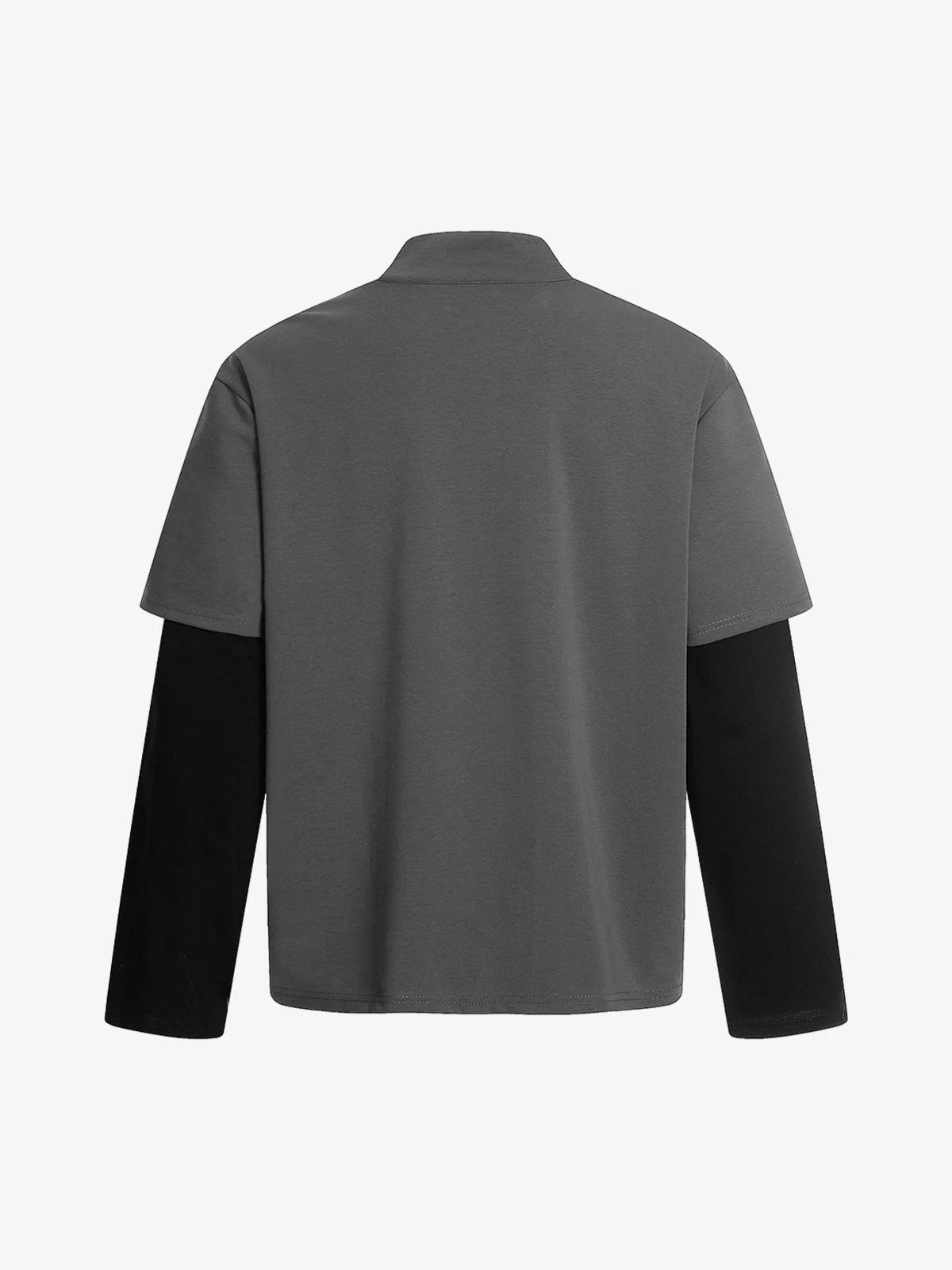 Faux Two-Piece Layered Half-Zip Pullover Long Sleeve T-Shirt