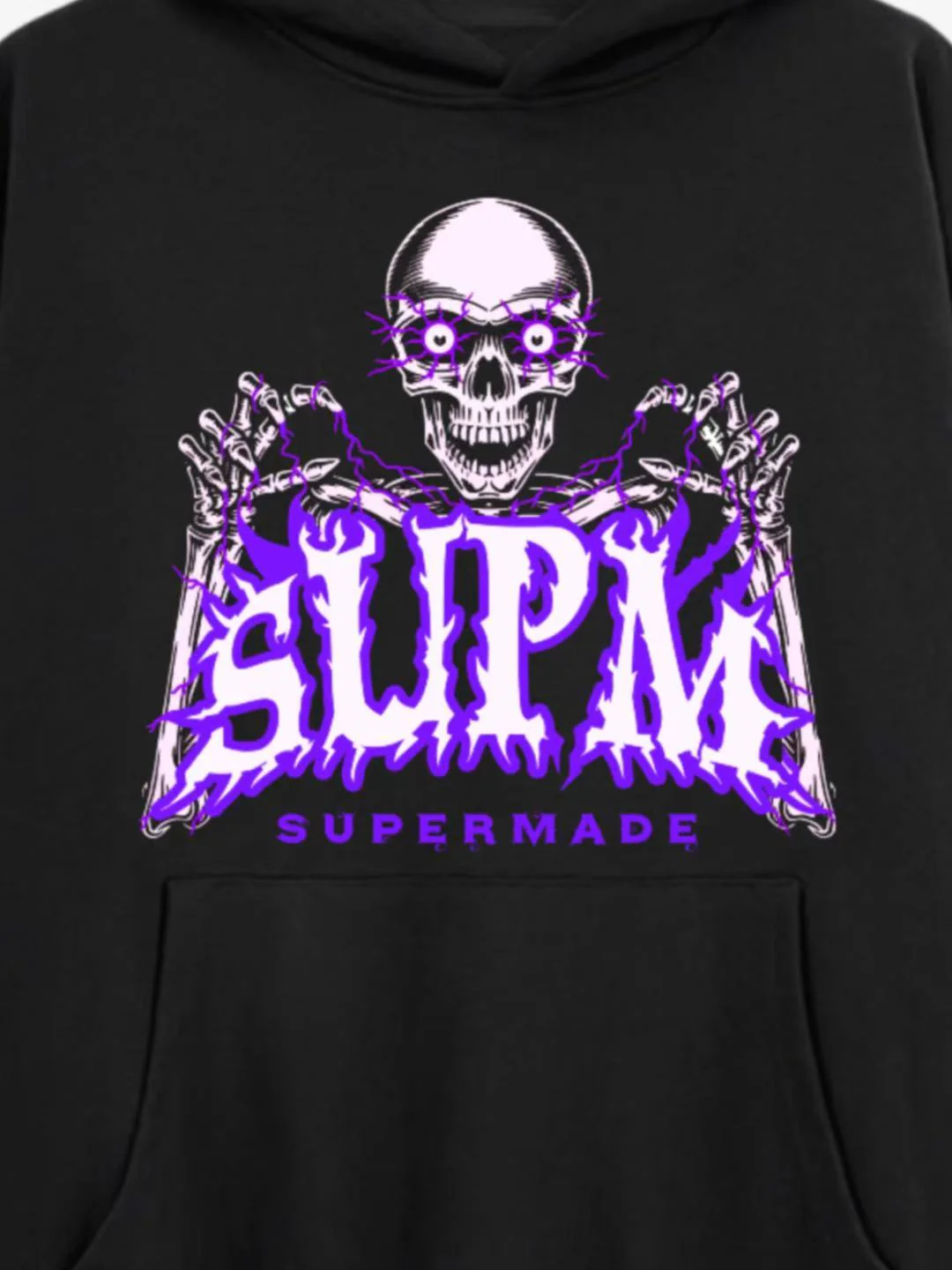 Streetwear Purple Flame Skull Graphic Oversized Hoodie