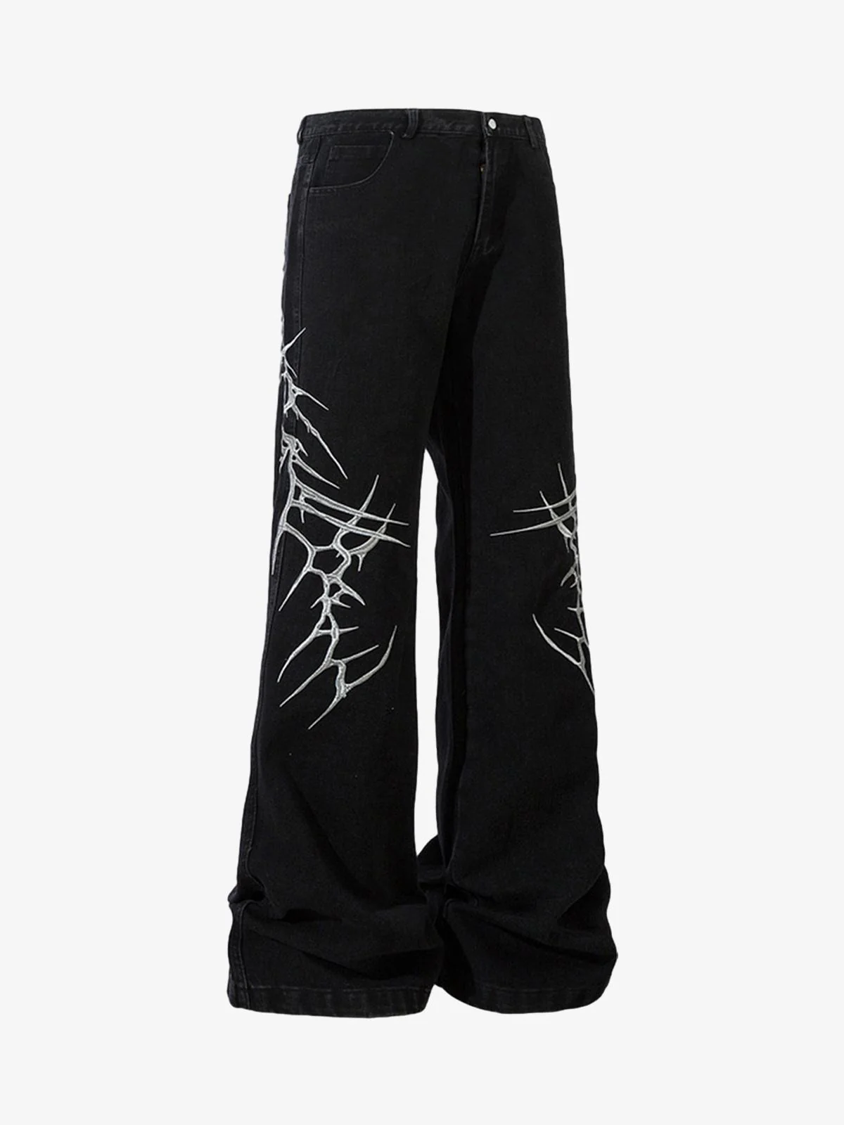 Graphic Embroidered Straight Jeans - 2280