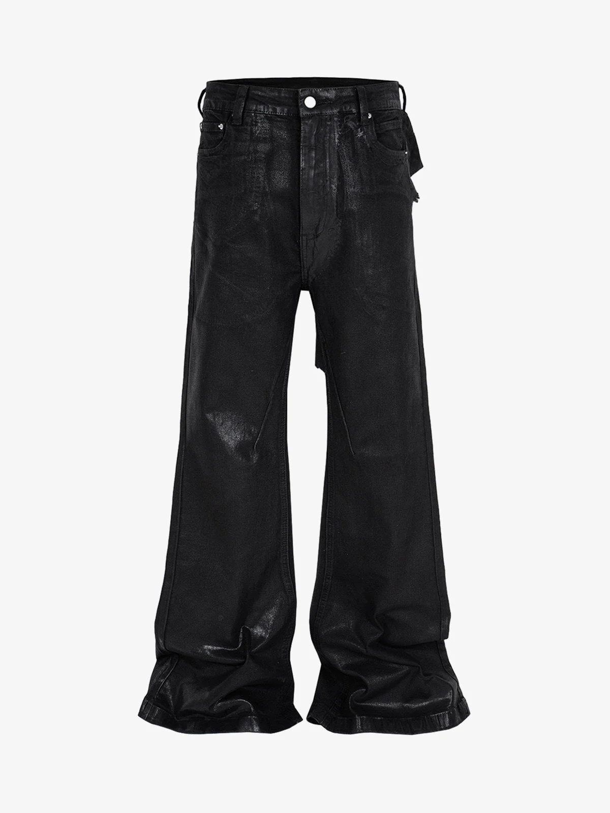 Black Wax Coated Flare Jeans - 2212