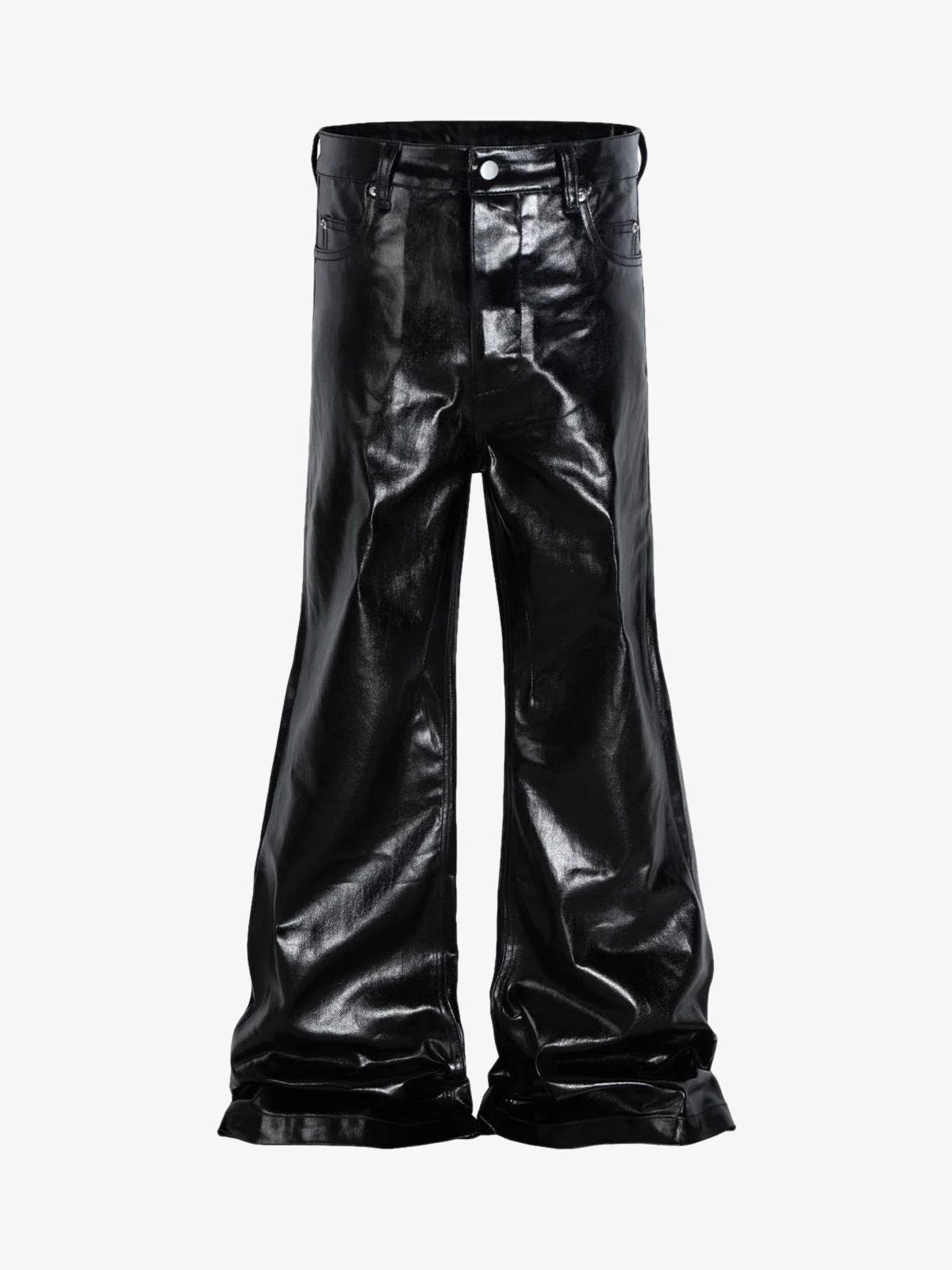 Glossy Patent Leather Flare Pants - 2396