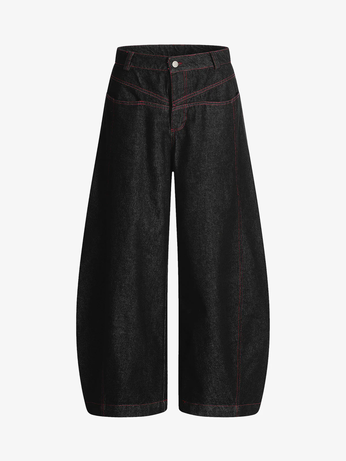 Street Culottes Red Stitching Barrel Jeans