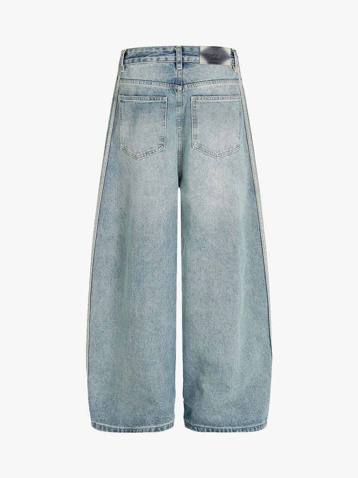 Retro Washed Side Striped Barrel Denim Jeans