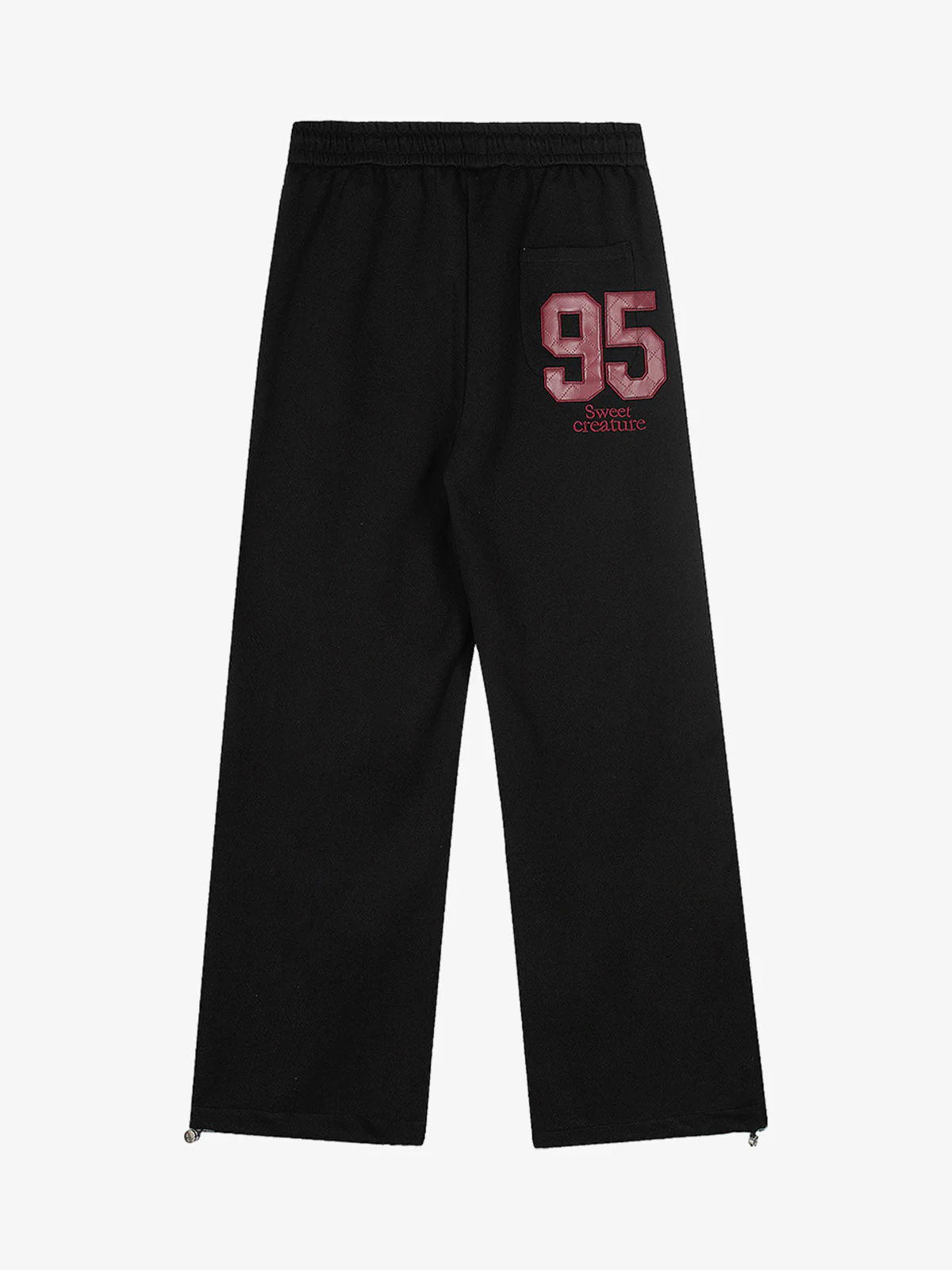 Appliquéd Number Drawstring Casual Pants