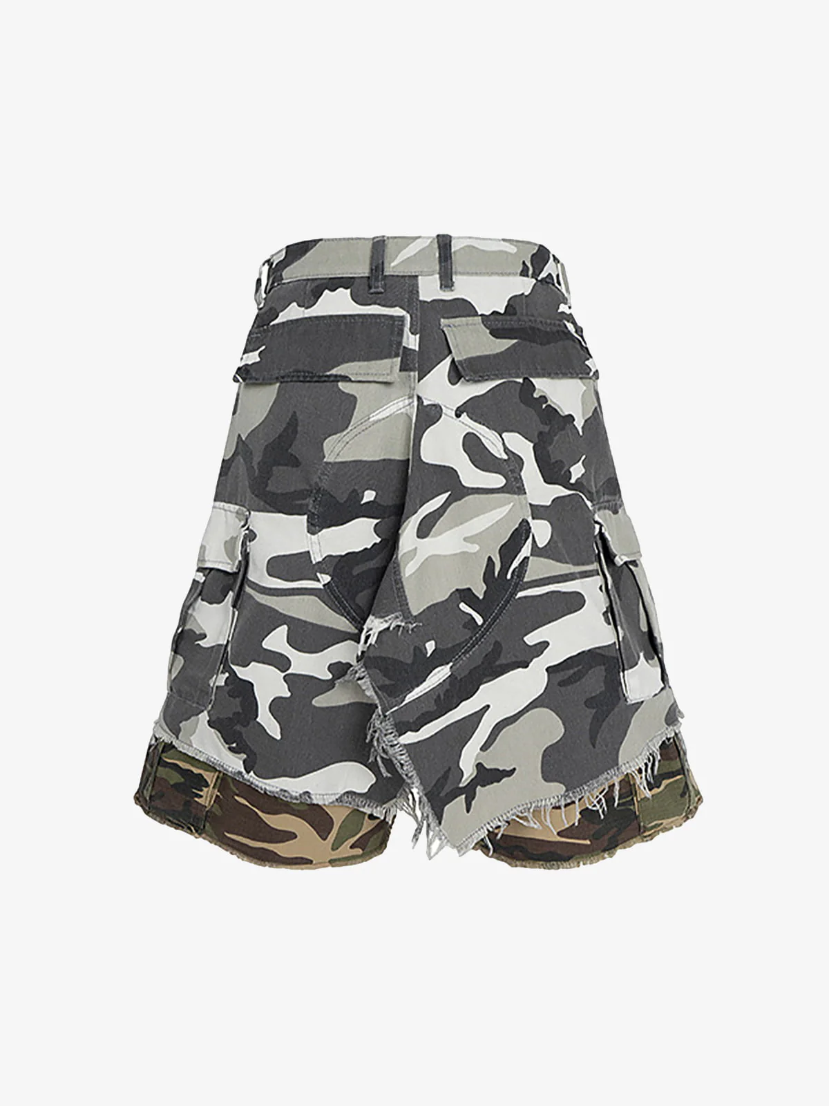 Retro Faux Two-Piece Whisker Camouflage Jorts - 2386
