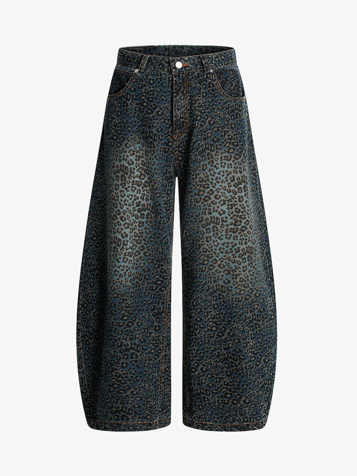 Denim Street Leopard Print Barrel Jeans - 2458