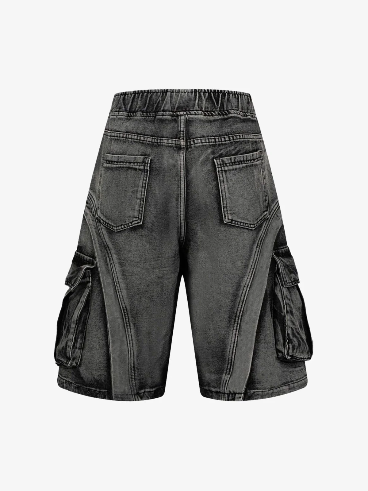 Washed Cargo Denim Shorts - 2382