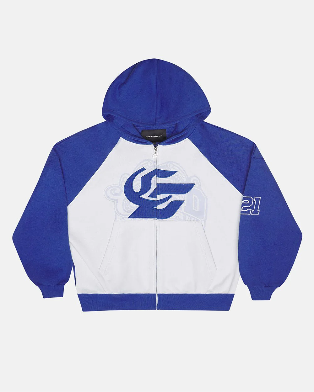PRESTIGE ZIP HOODIE BLUE & WHITE