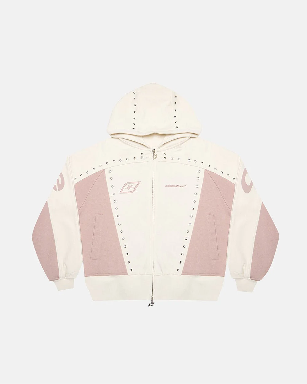 STUD ZIP HOODIE LIGHT GREY