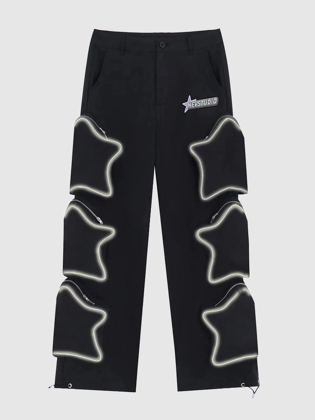 Pentagram 3D Patch Pockets Reflective Casual Pants