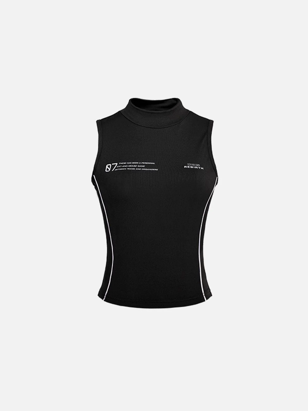 Half Turtleneck Side Striped Vest