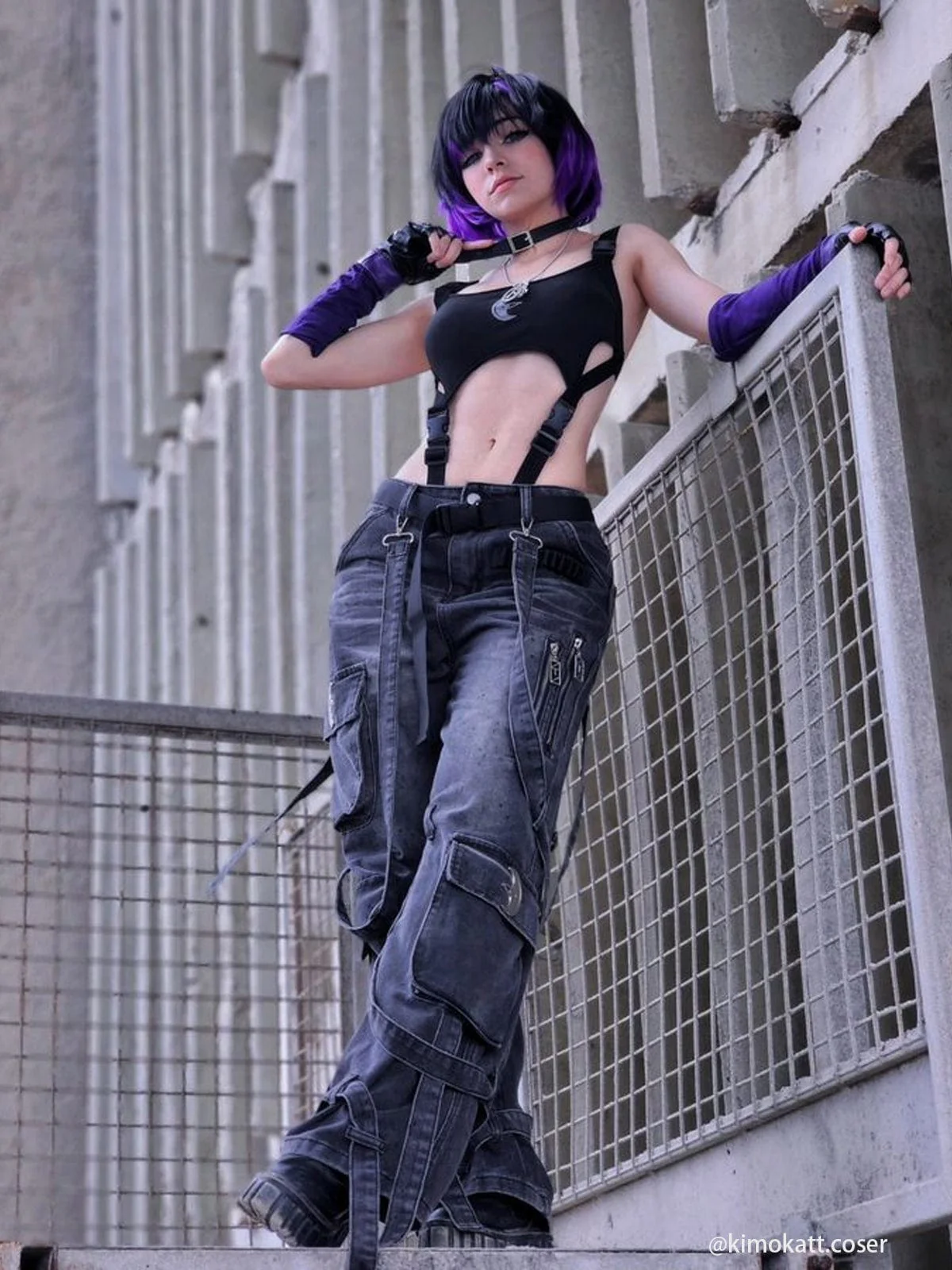 [Eye Of Moon] Detachable Strap Washed Jeans