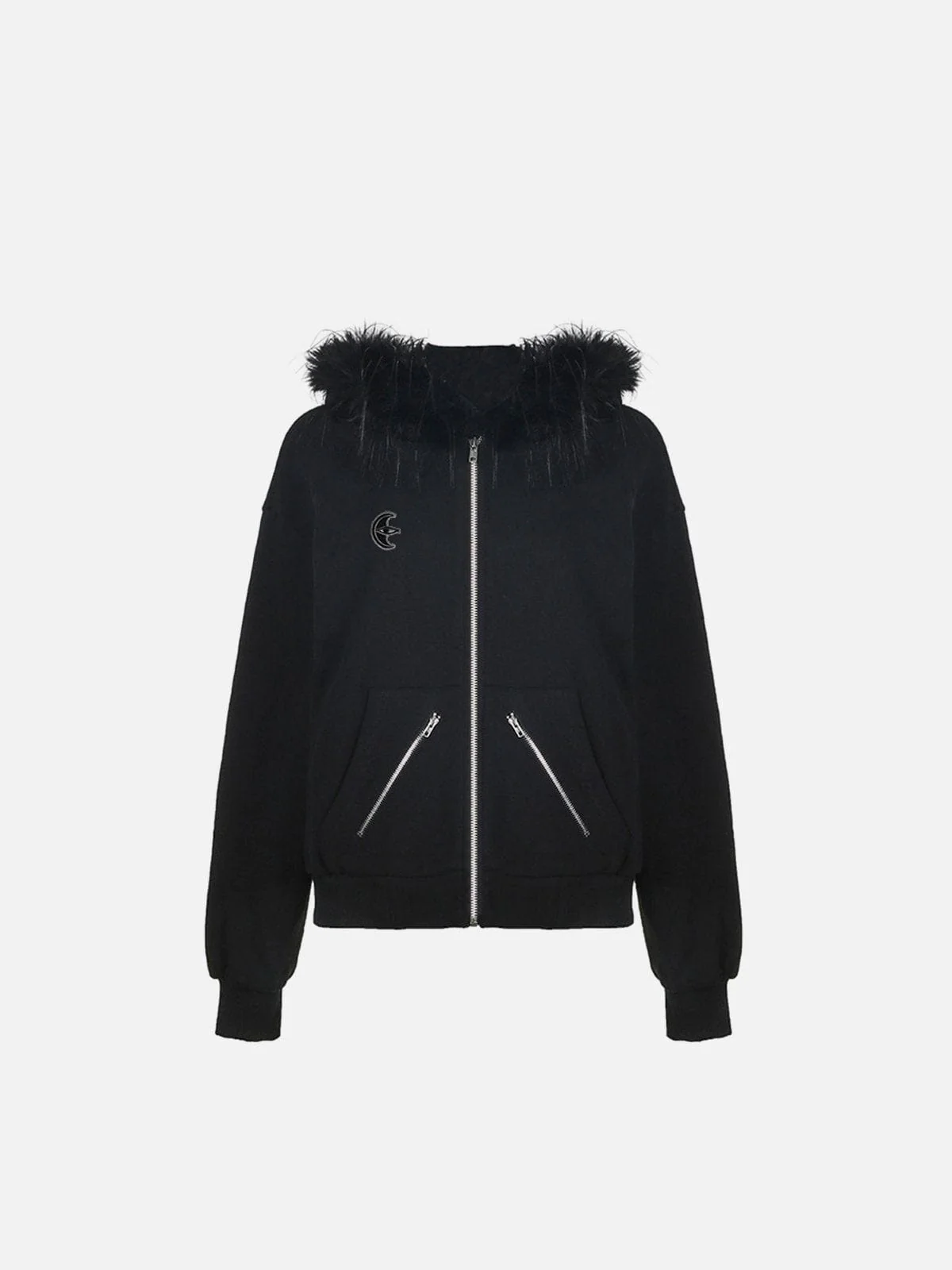 Cropped Plush Zip Up Hoodie