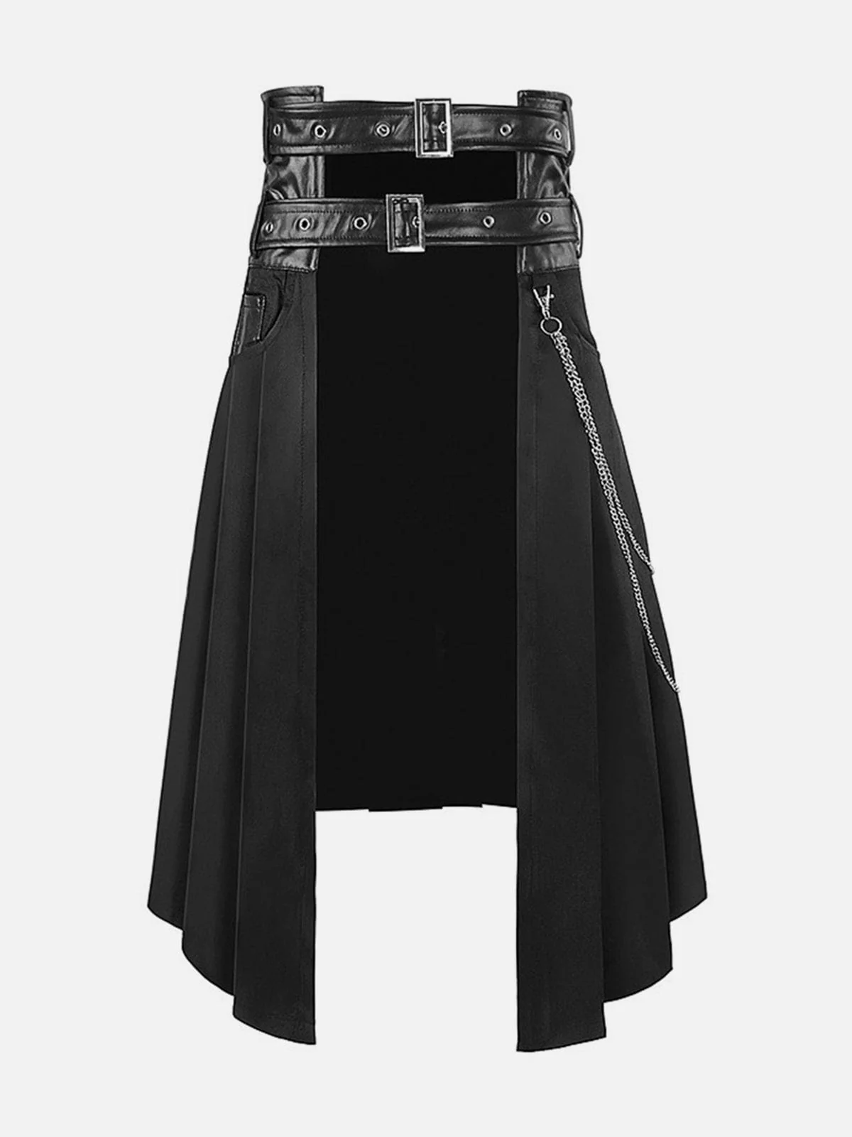 Asymmetric Strappy Chain Pleated Skirt