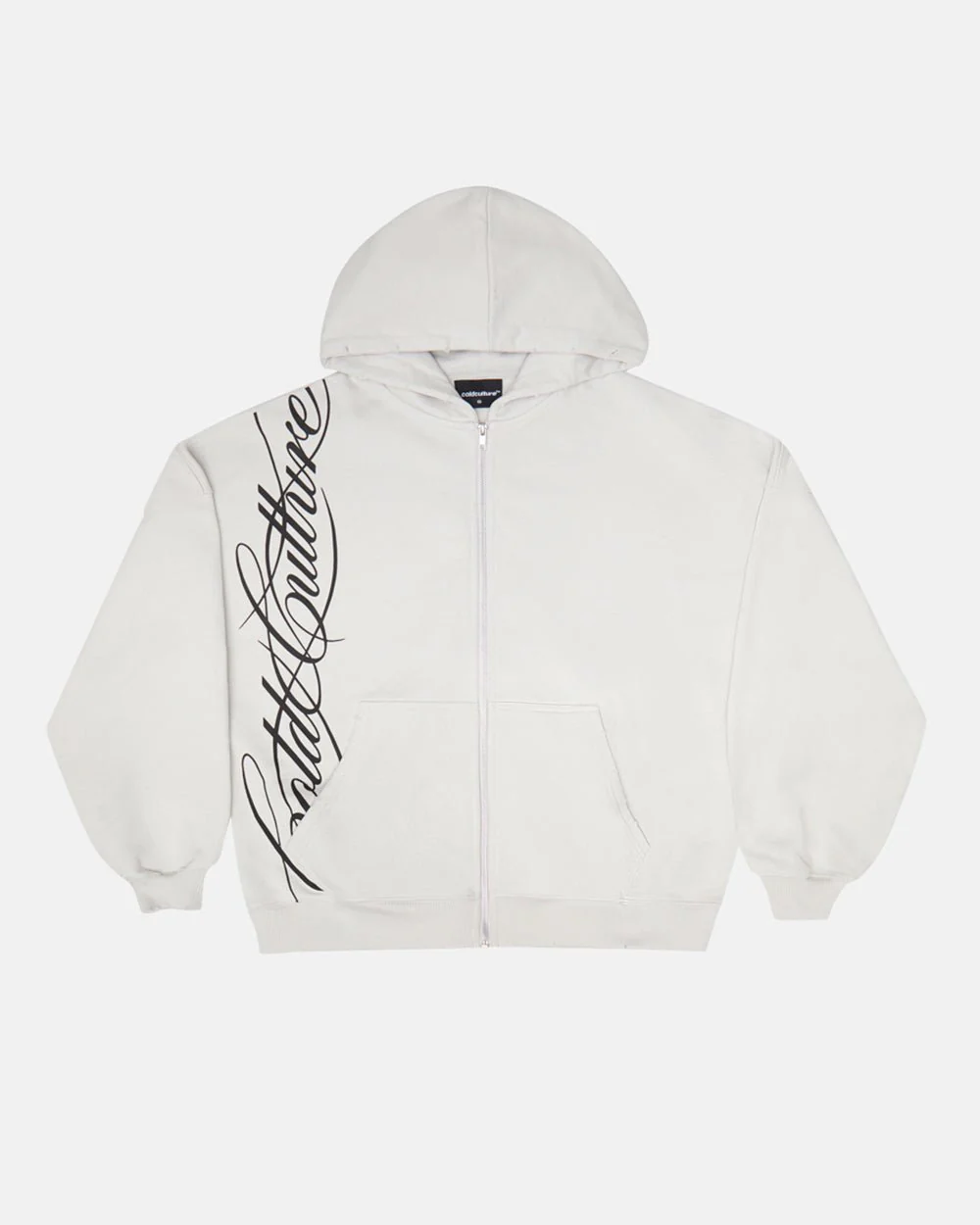 SCRIPT ZIP HOODIE LIGHT GREY