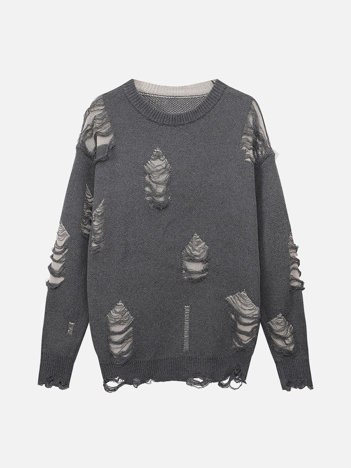 Irregular Double Layer Ripped Sweater