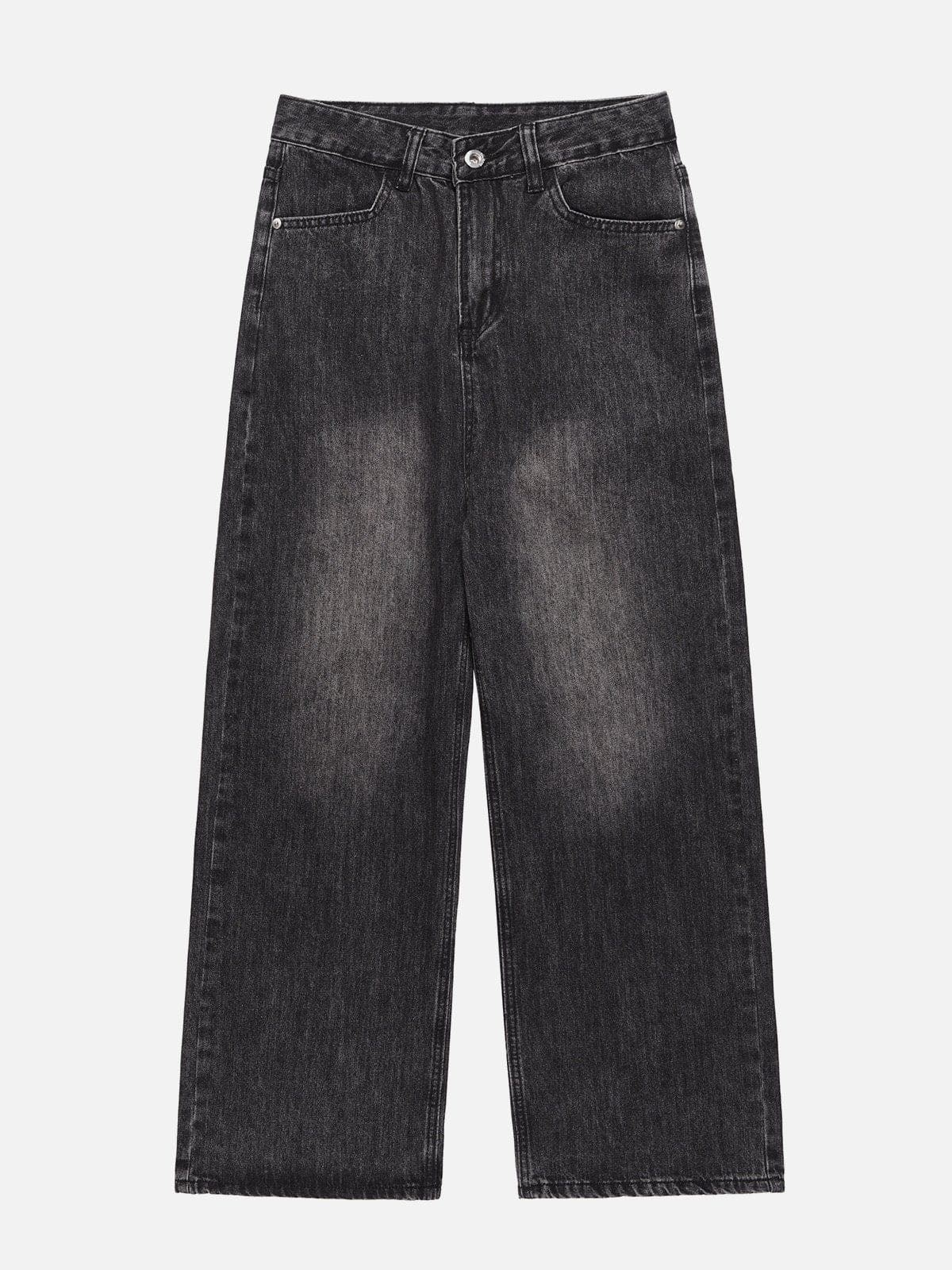Washed Distressed Solid Jeans