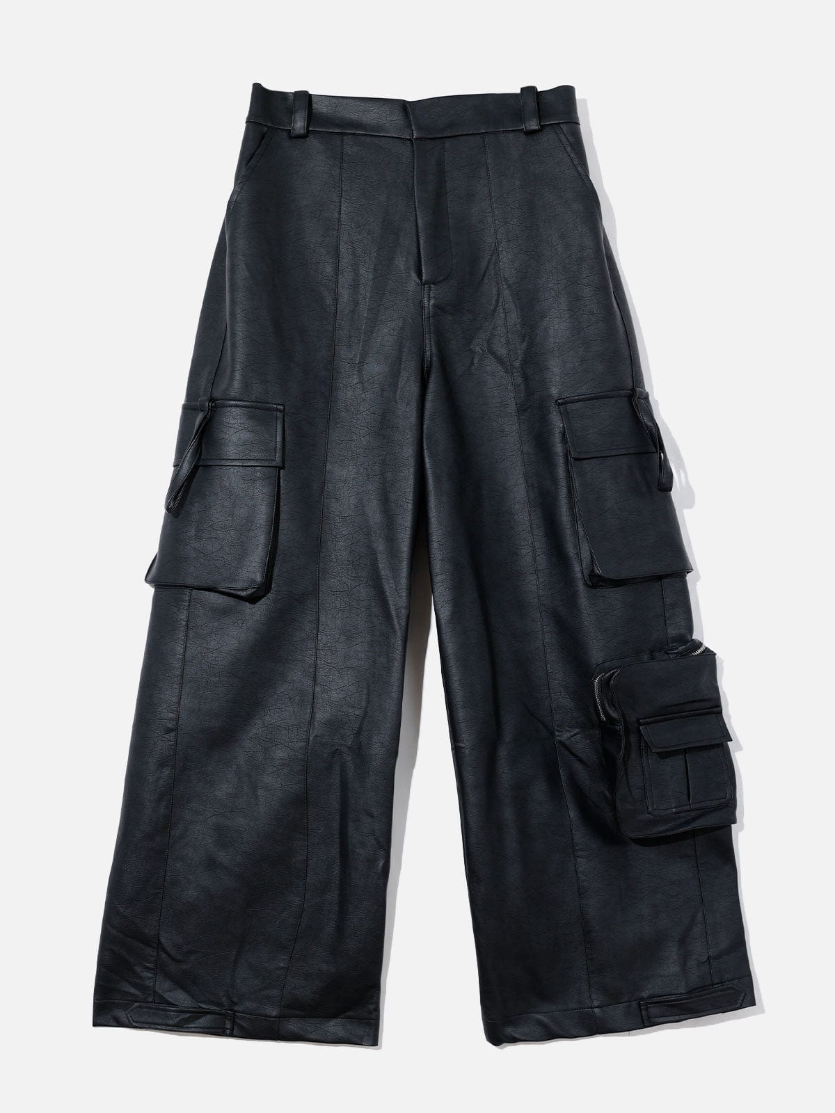 Big Pocket Faux Leather Wide Leg Pants