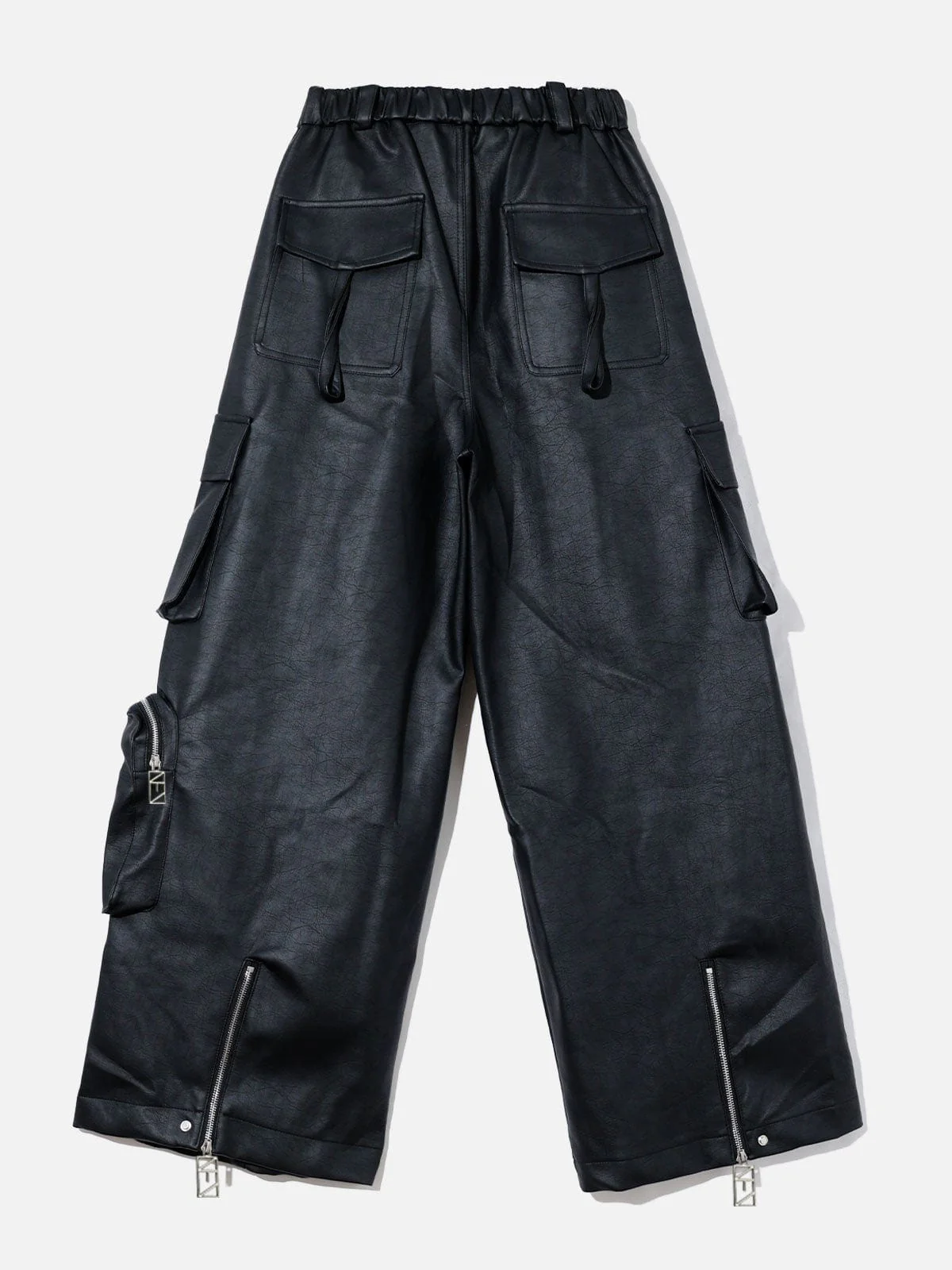 Big Pocket Faux Leather Wide Leg Pants