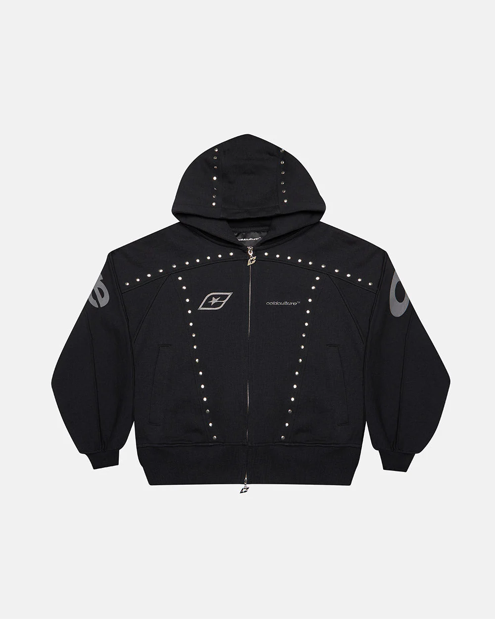 STUD ZIP HOODIE BLACK