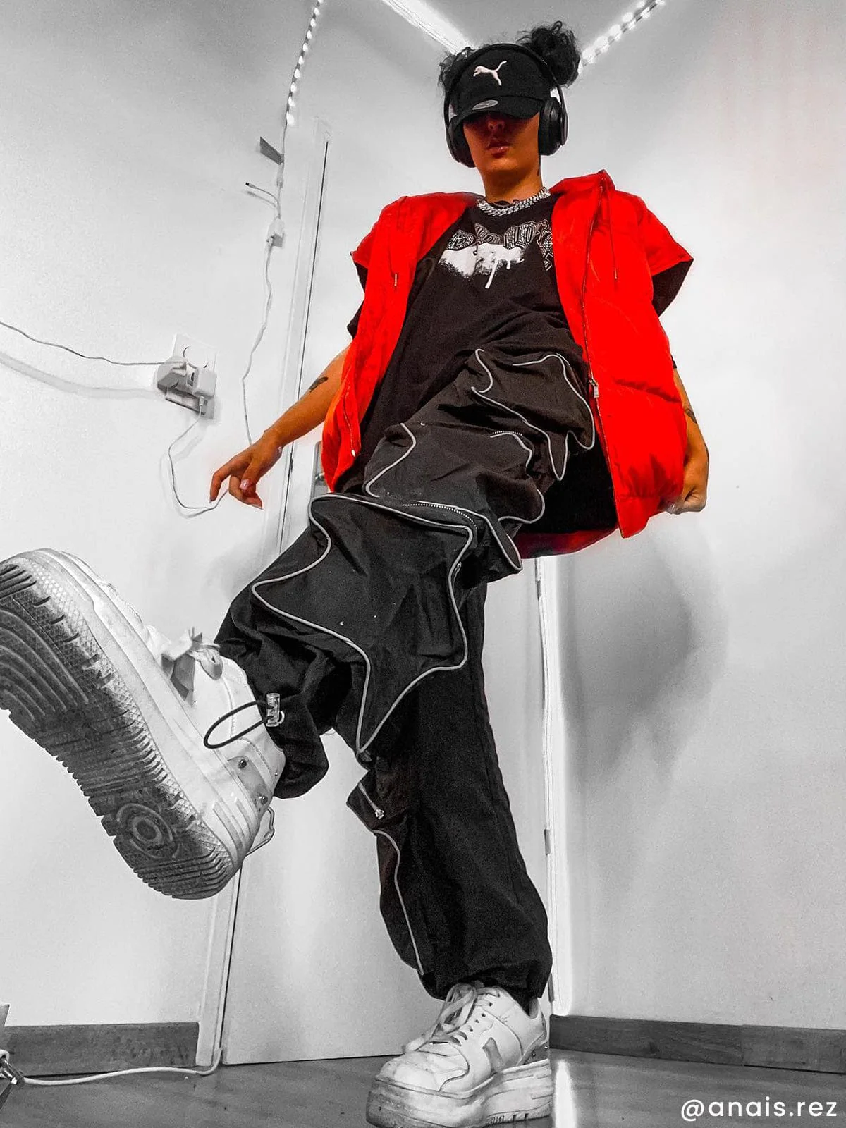 Pentagram 3D Patch Pockets Reflective Casual Pants