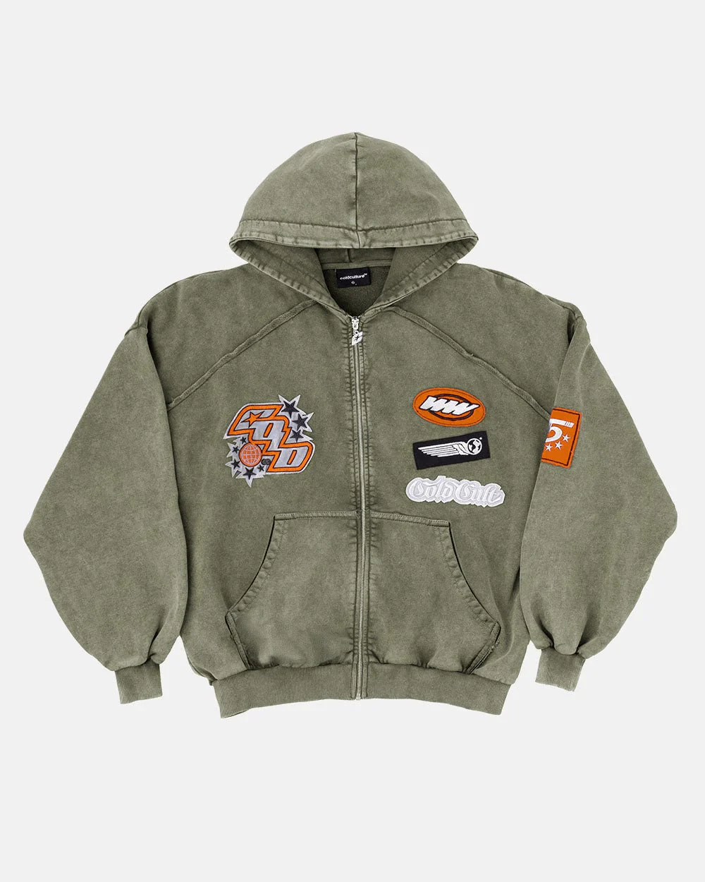 WALKER ZIP HOODIE WASHED GREEN