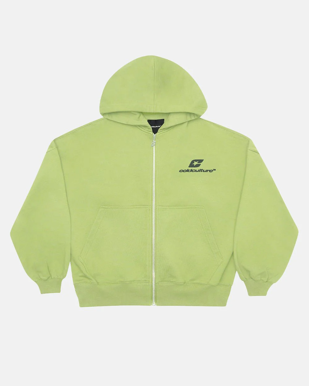 CURVED ZIP HOODIE GREEN