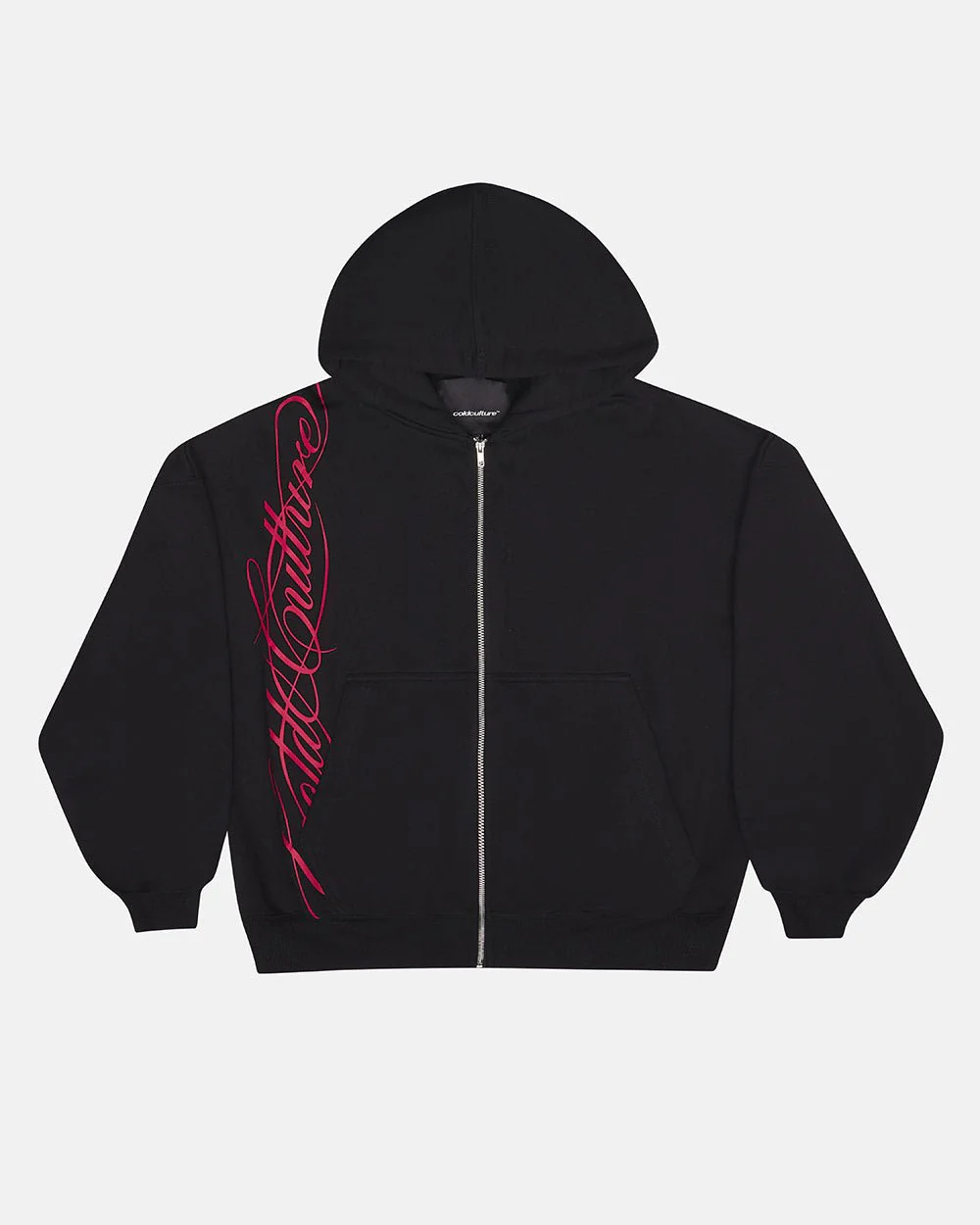SCRIPT ZIP HOODIE BLACK