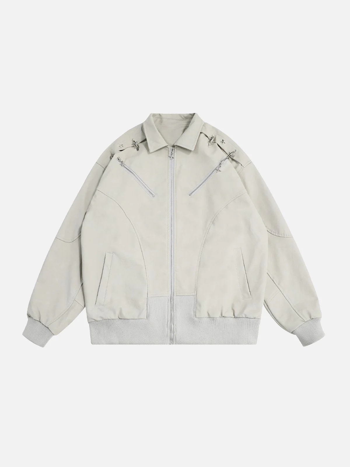 Zip-Button Faux Leather Jacket