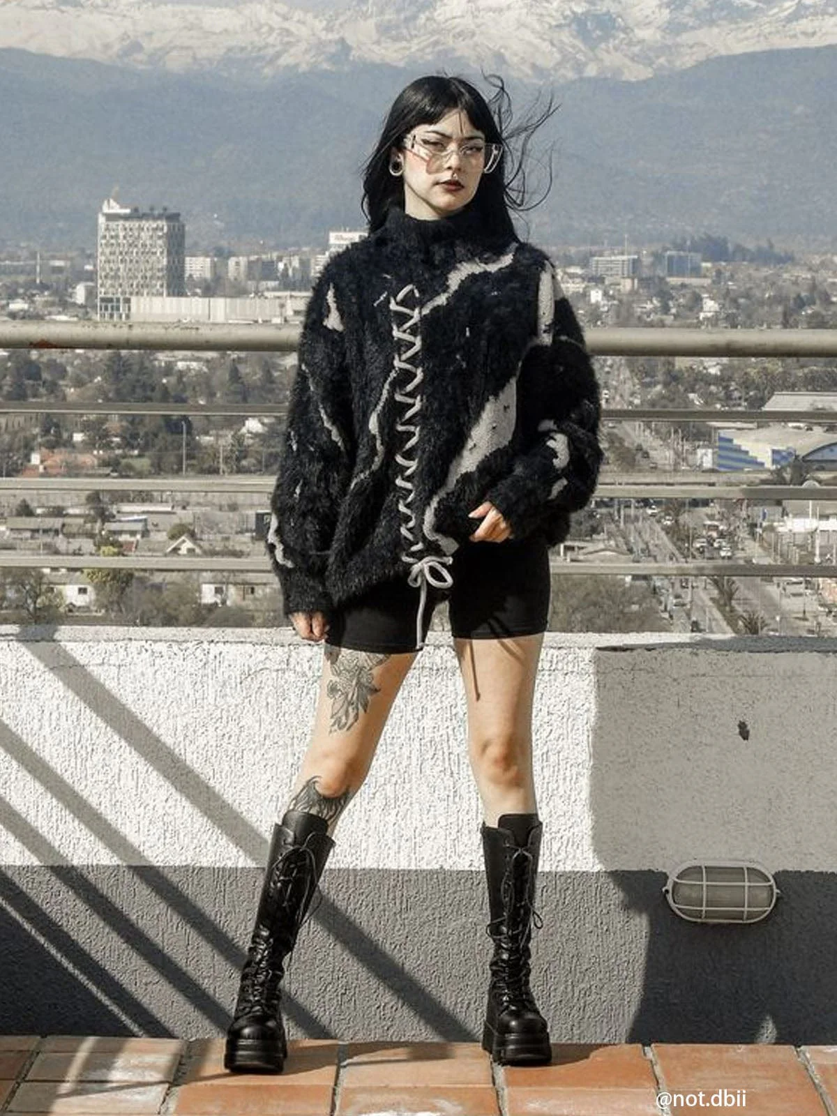 Tie-dye Bandage Turtleneck Sweater