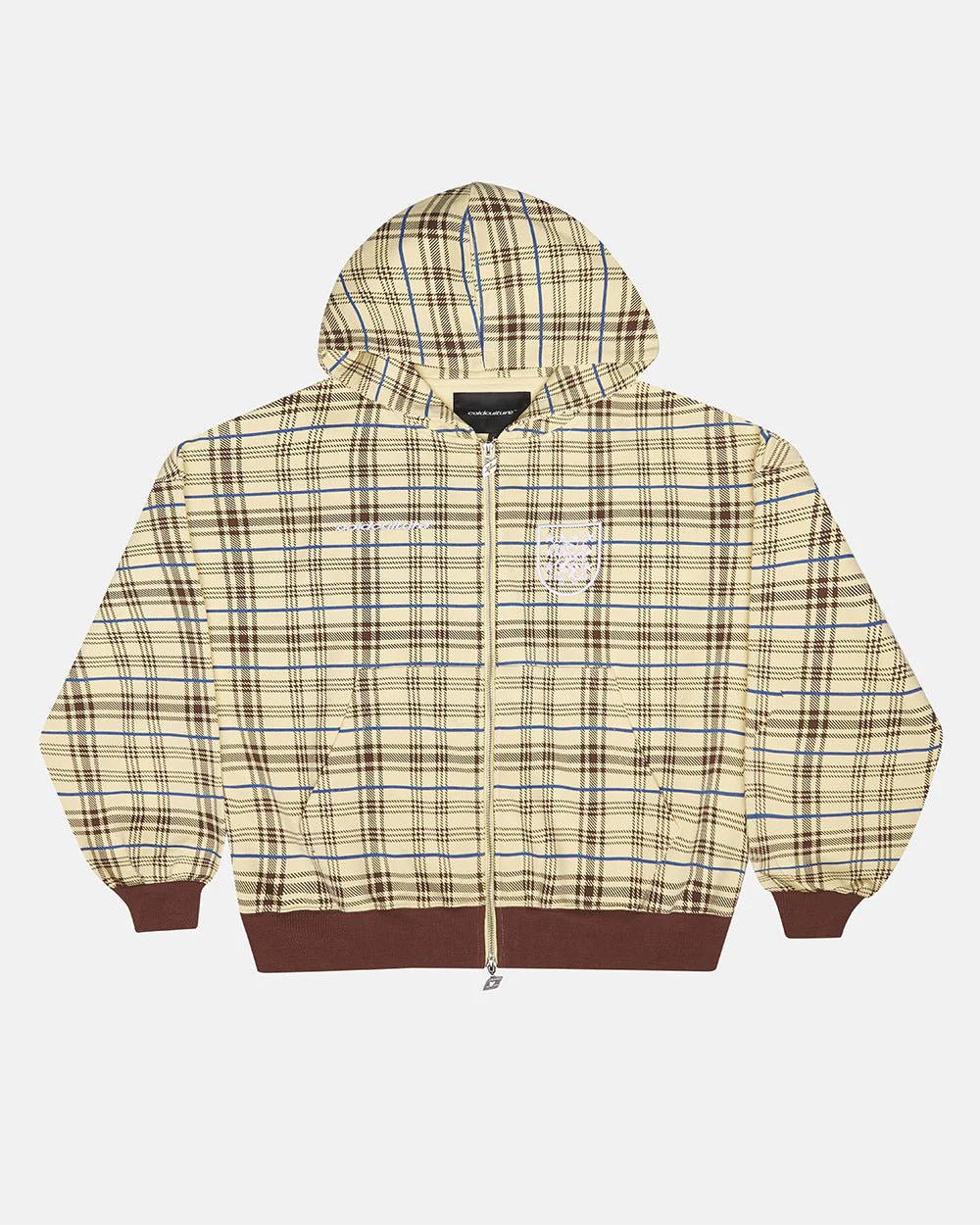 GRID ZIP HOODIE YELLOW & BROWN