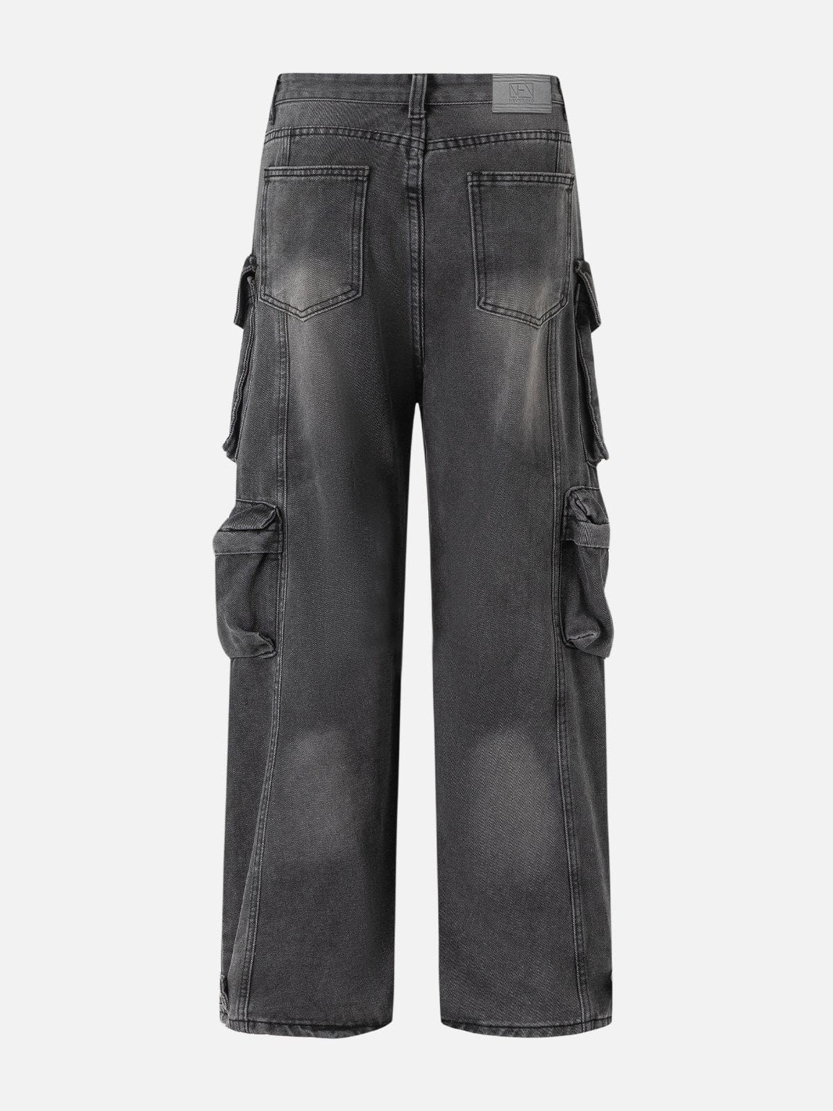 Distressed Multi-Pocket Washed Jeans