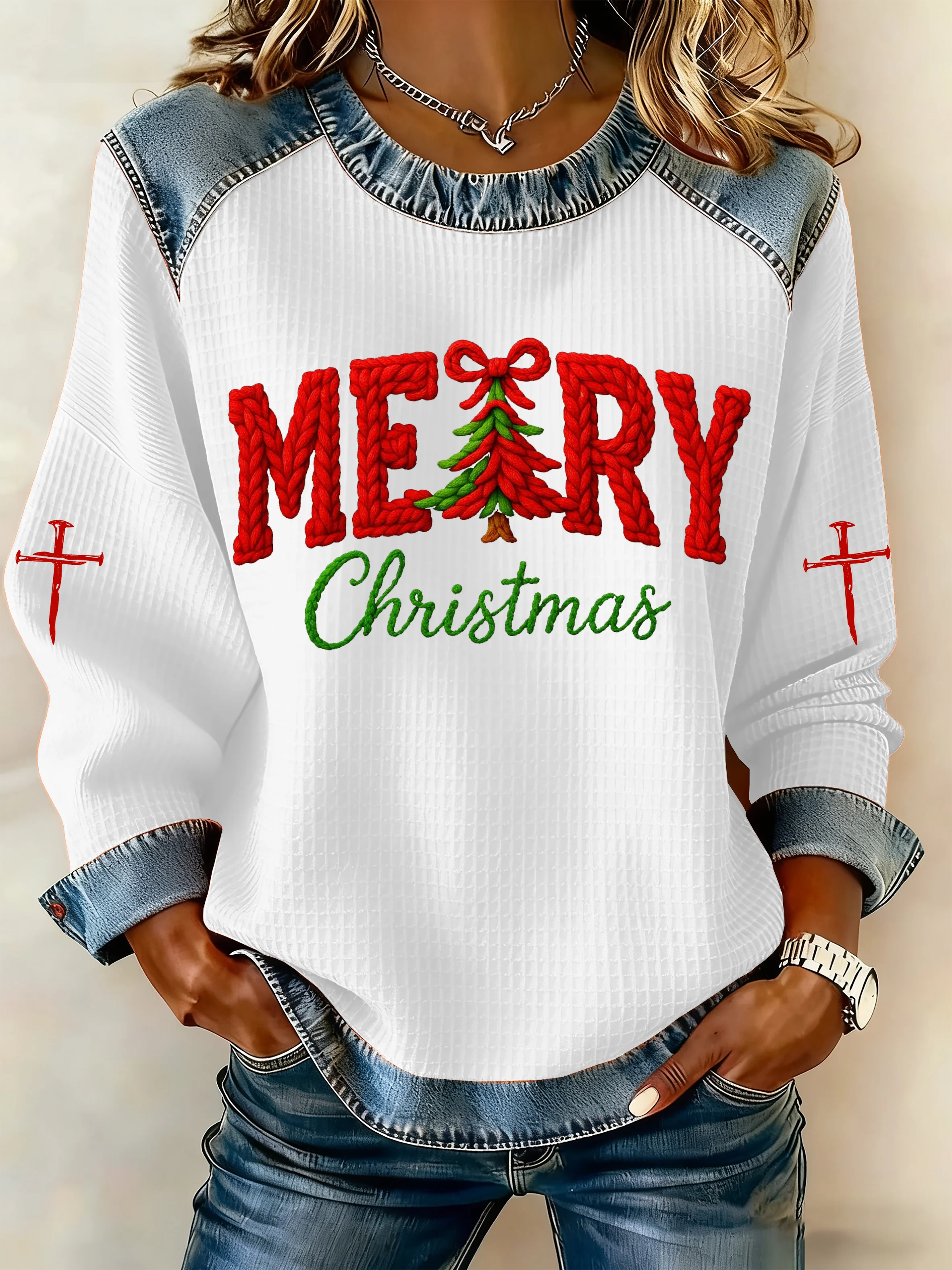 Women's Christmas Faith Print Sweatshirt