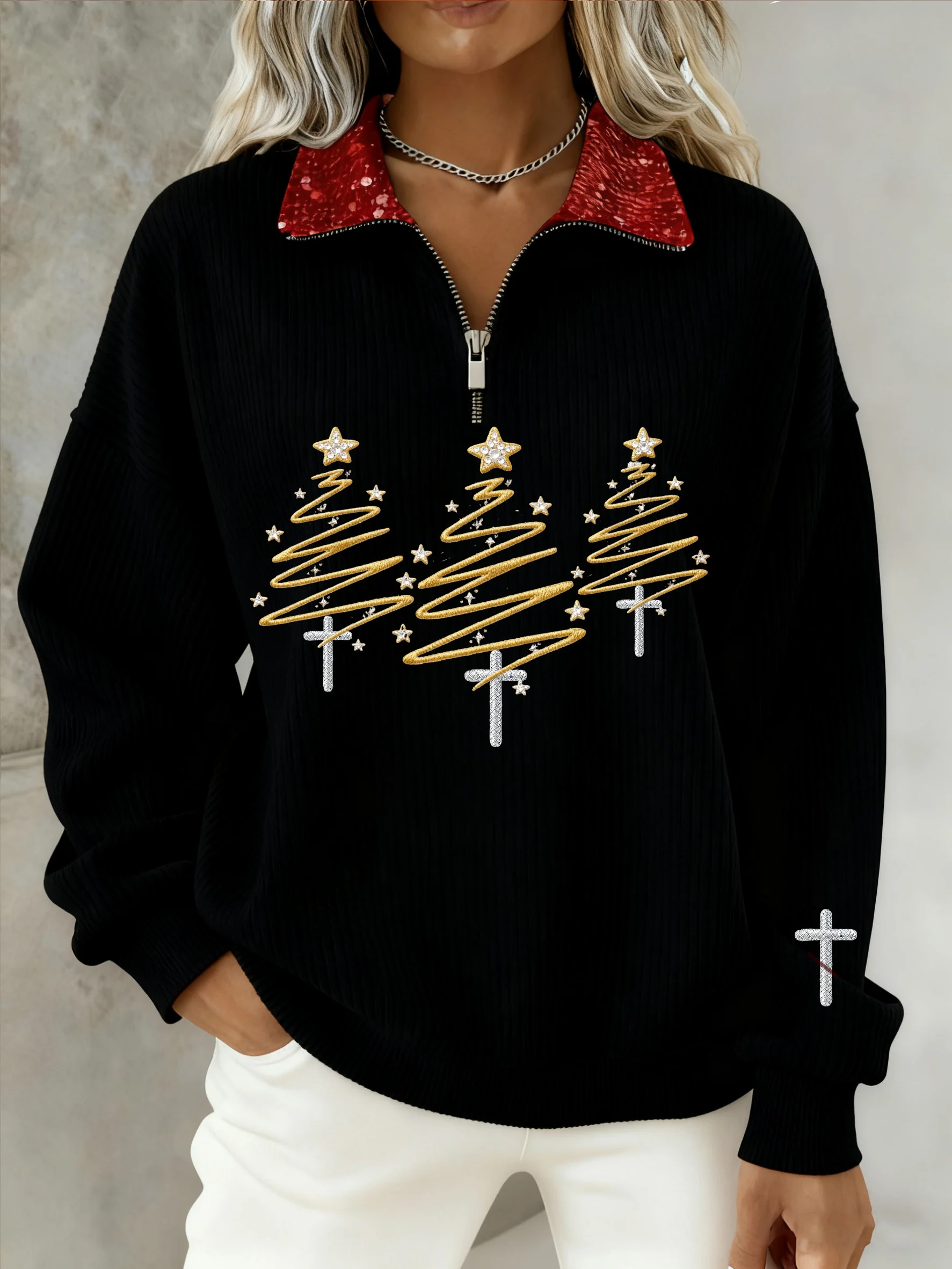 Women's Winter Christmas Faith Print Top