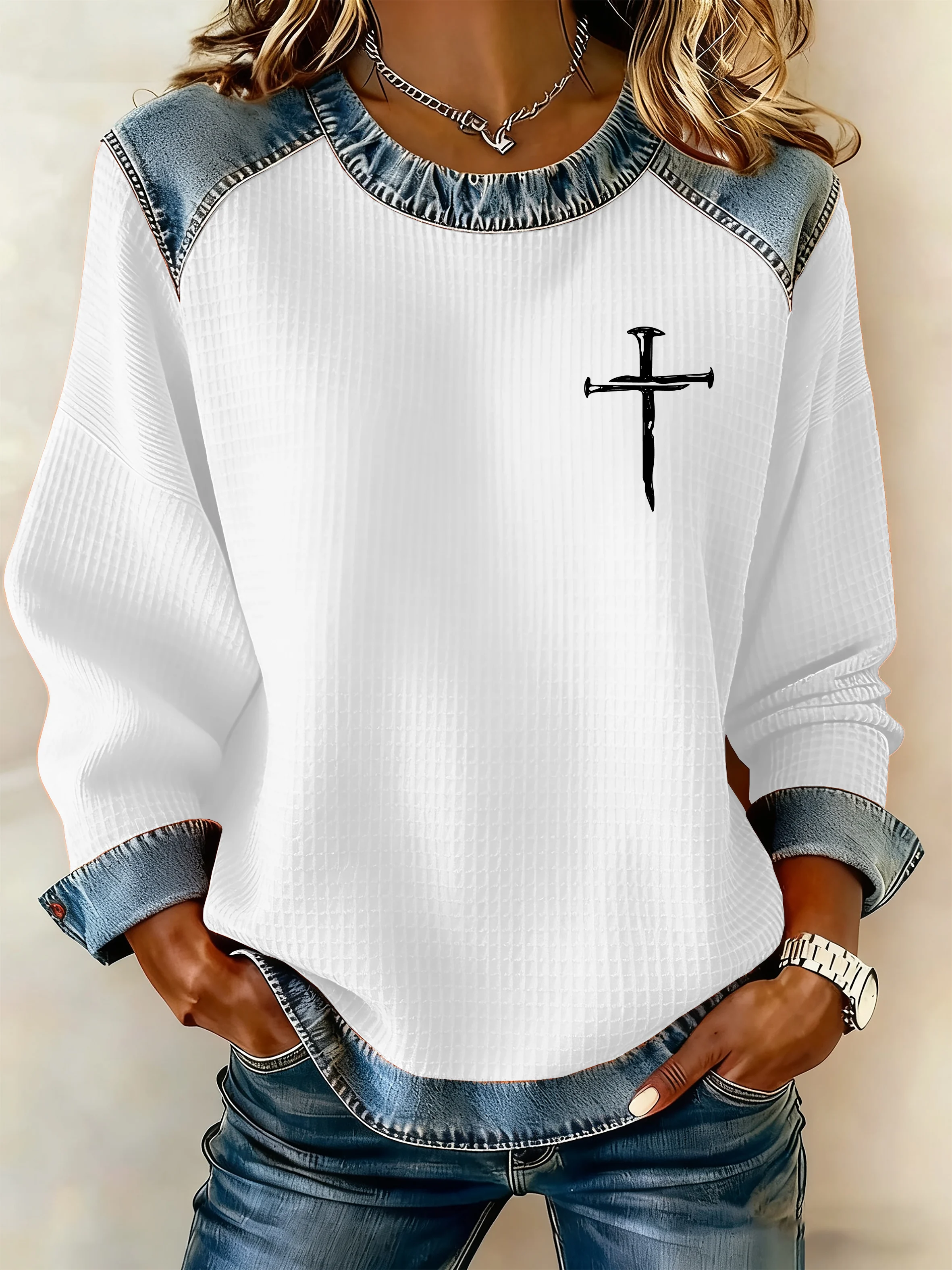 Women's Casual Faith Print Top