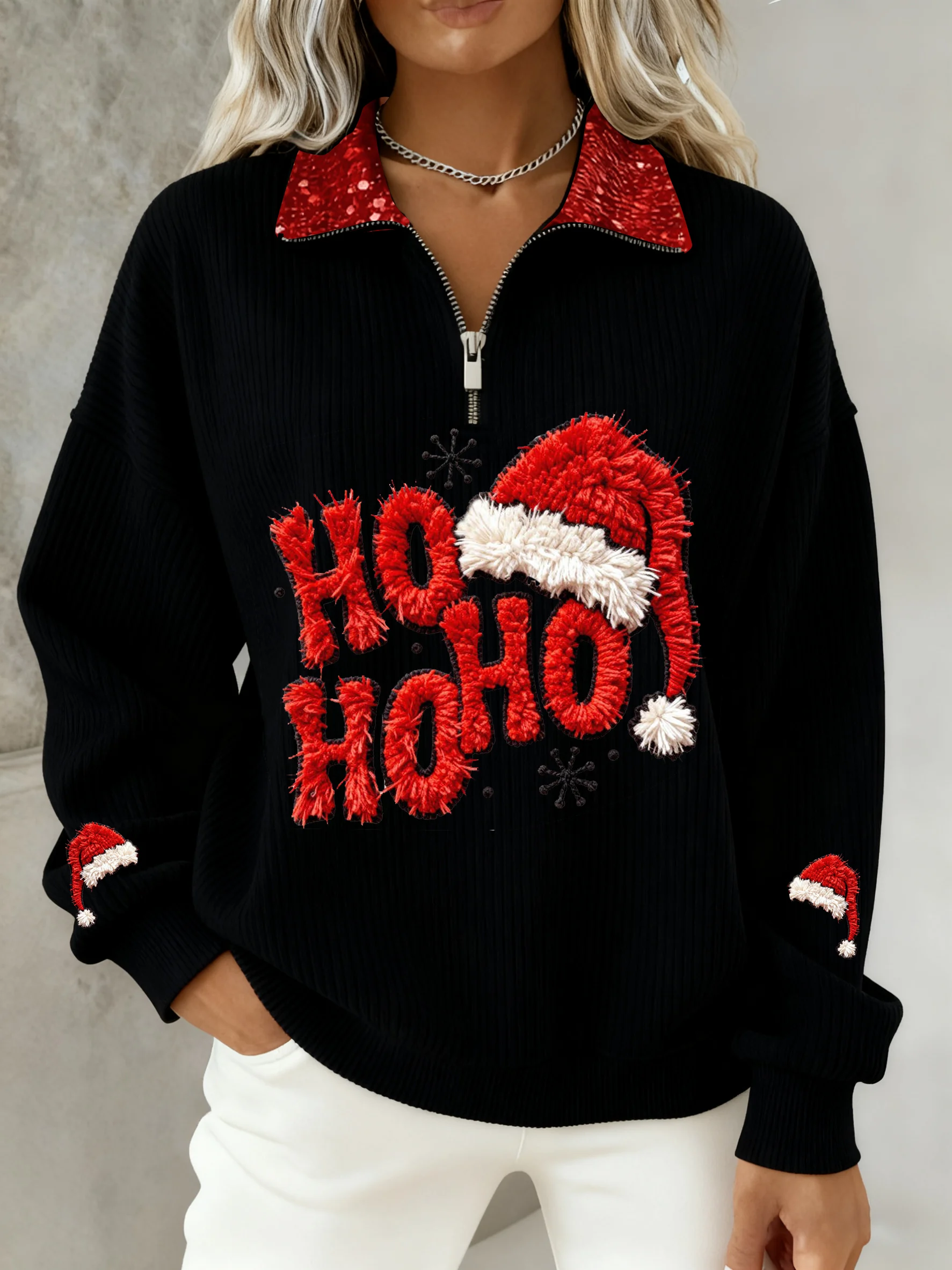 Women's Winter Christmas  HO HO HO  Print Top