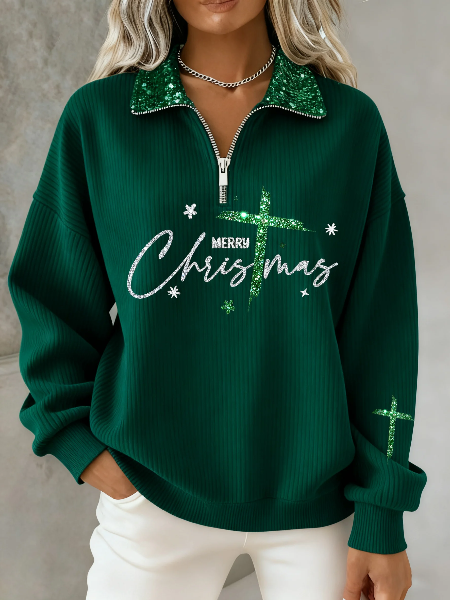 Women's Winter Christmas Faith Print Top
