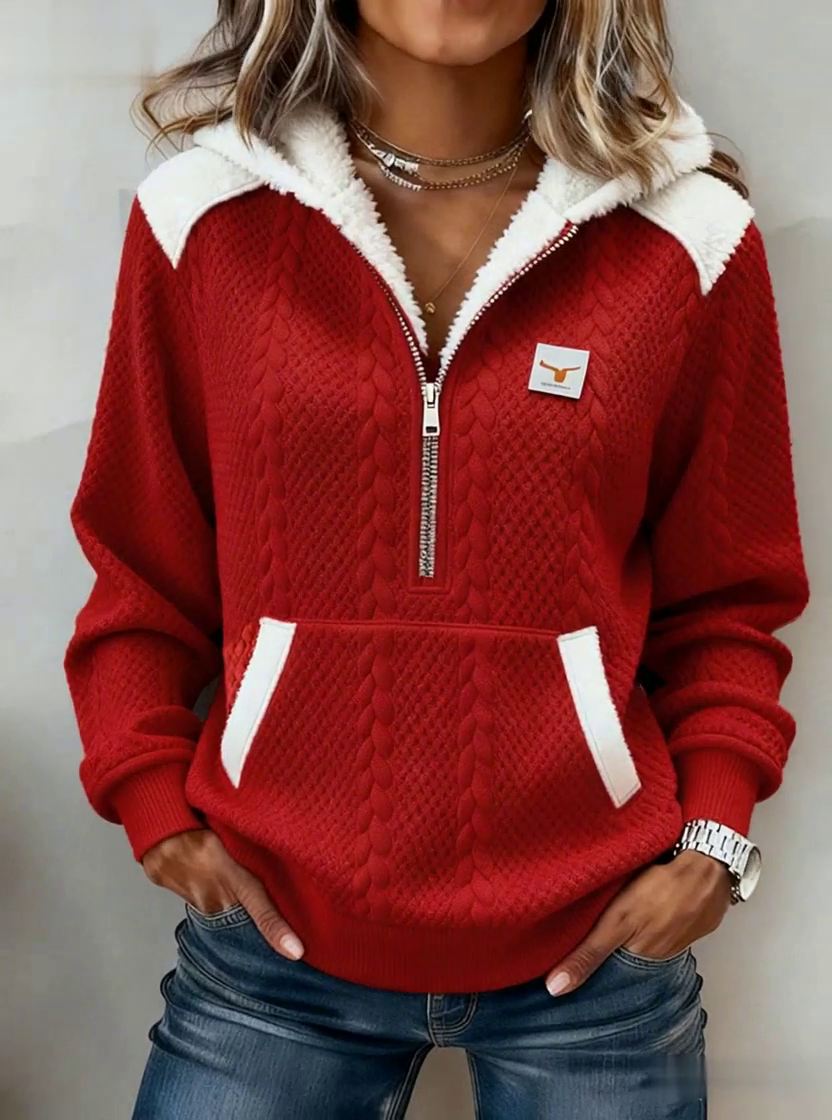 Women'S Casual Loose Color-Blocked Sweatshirt