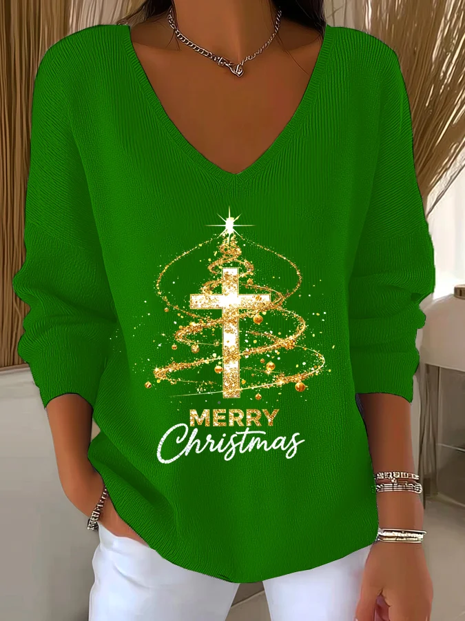 Women's  Christmas Faith Cross Print Casual Shirt